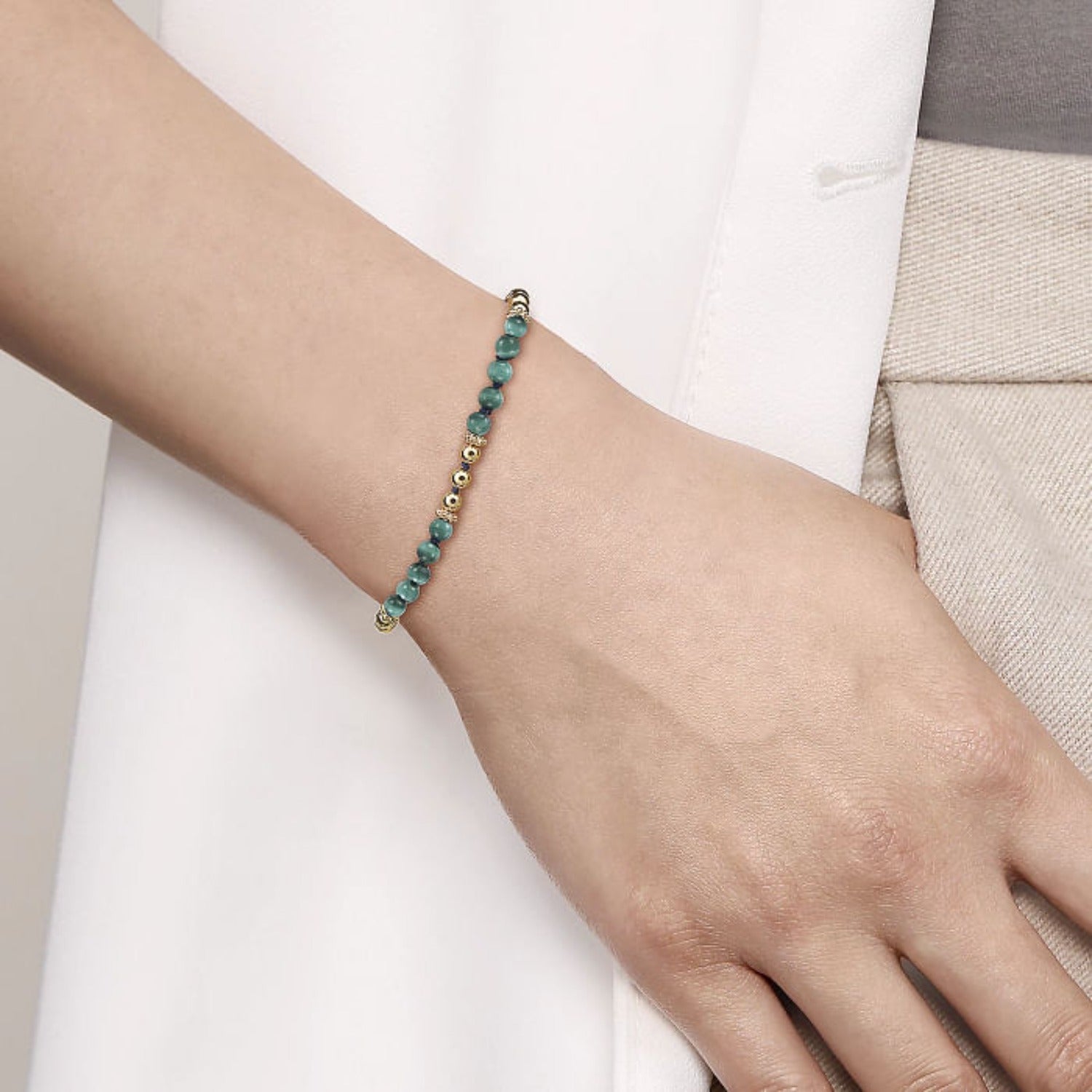 Gabriel & Co. Gold Beaded Gemstone Bracelet