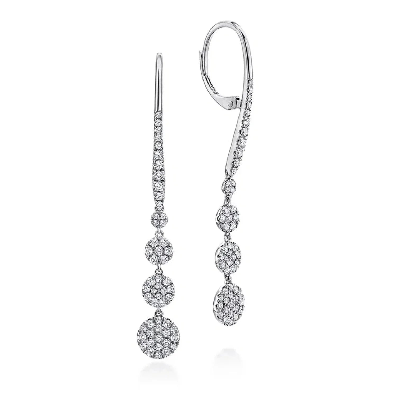 Gabriel & Co. Graduating Circle Pave Diamond Drop Earrings