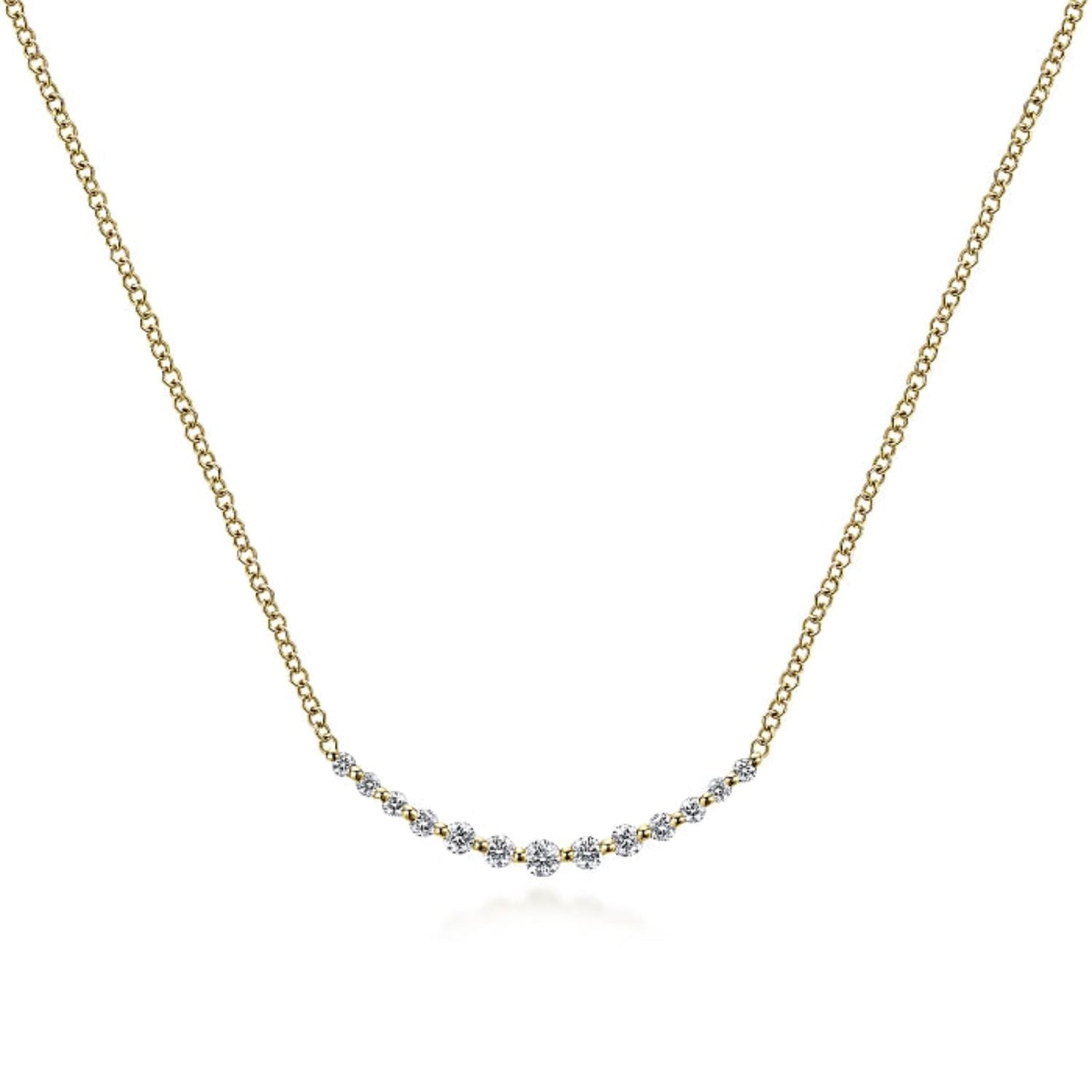 Gabriel & Co. "Indulgence" Graduating Diamond Curved Bar Necklace