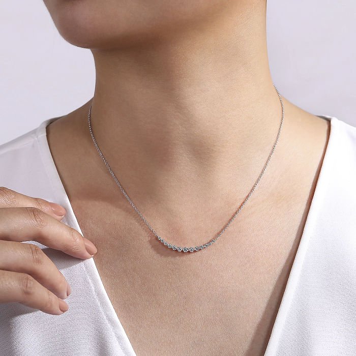 Gabriel & Co. "Indulgence" Graduating Diamond Curved Bar Necklace