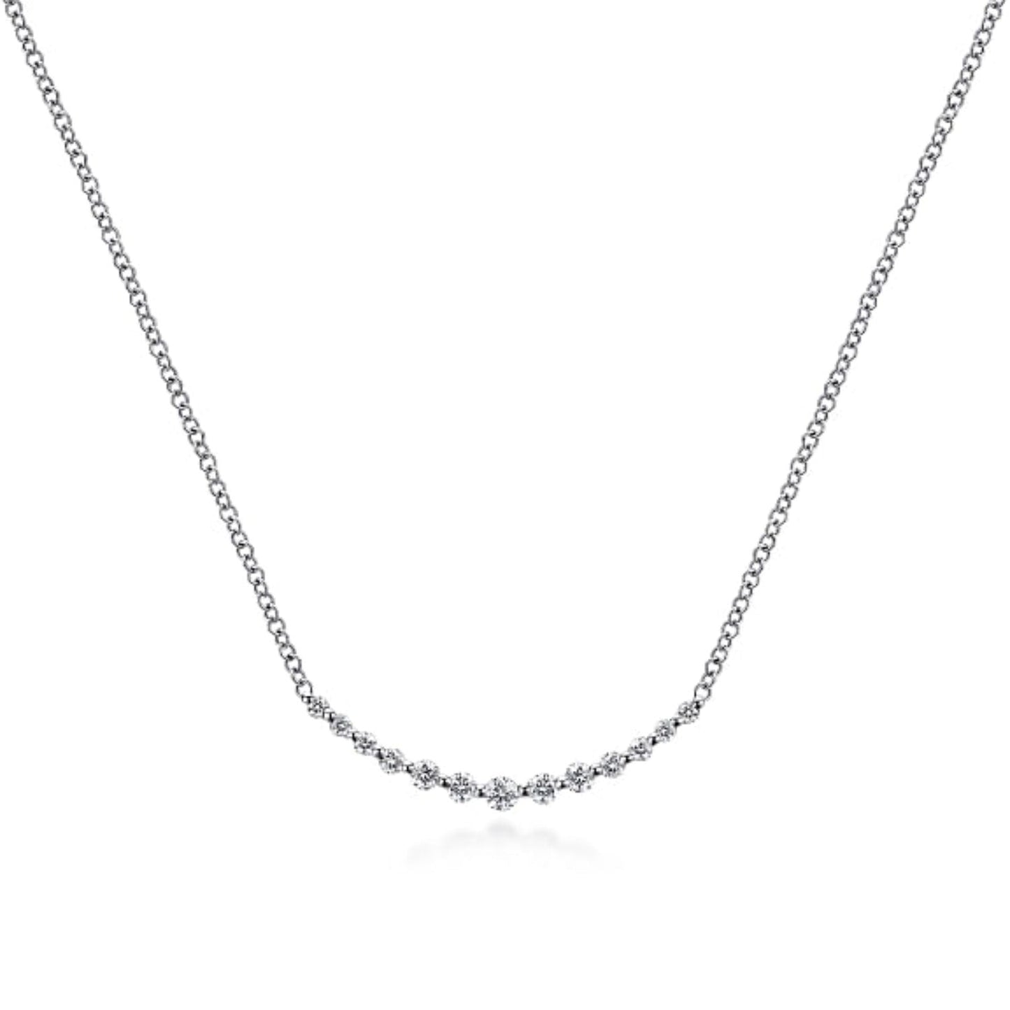 Gabriel & Co. "Indulgence" Graduating Diamond Curved Bar Necklace