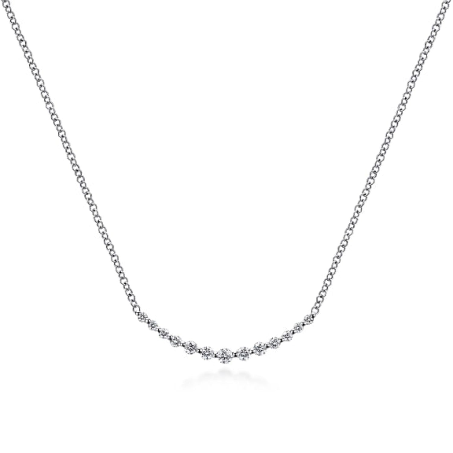 Gabriel & Co. "Indulgence" Graduating Diamond Curved Bar Necklace