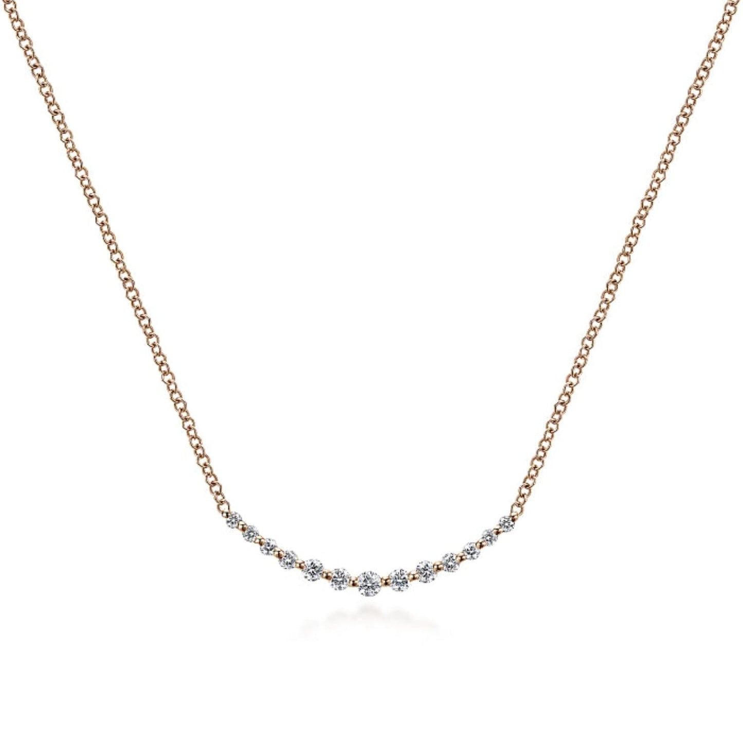 Gabriel & Co. "Indulgence" Graduating Diamond Curved Bar Necklace