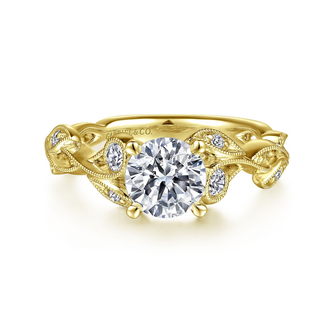 Gabriel & Co. Lena Organic Leaf Style Diamond Engagement Ring