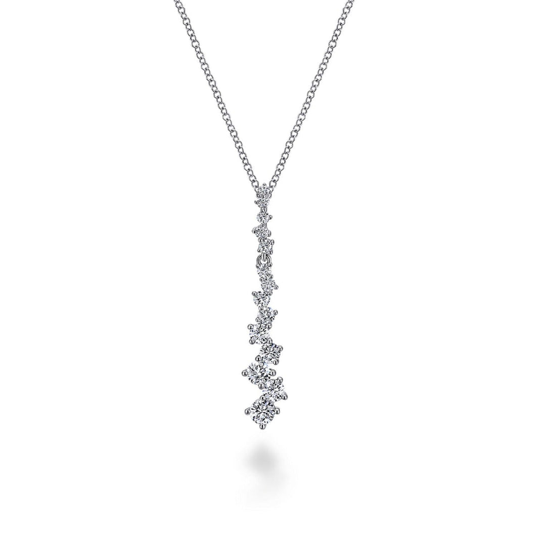 Gabriel & Co. Linear Diamond Cluster Pendant Necklace