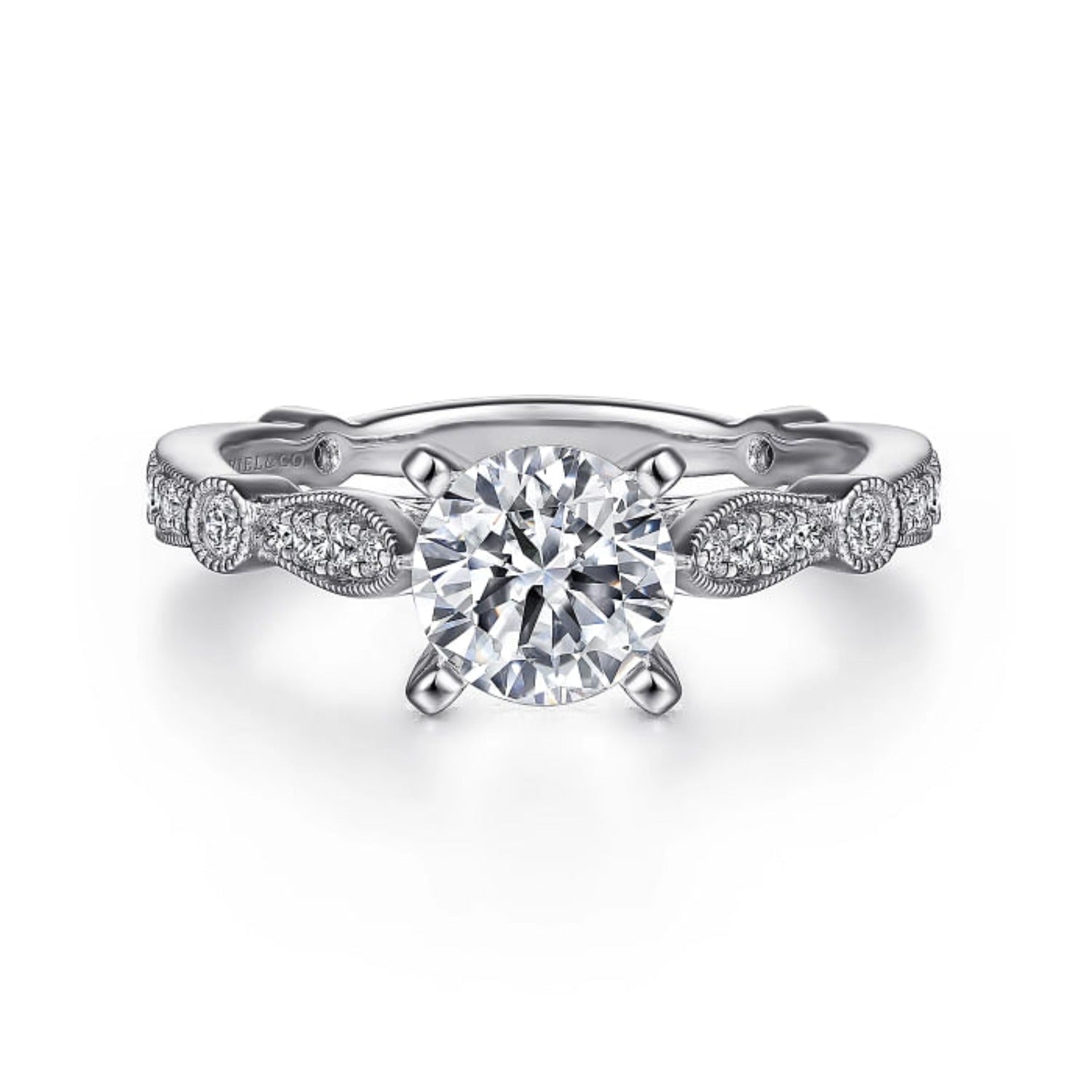 Gabriel & Co. "Mabel" Vintage Style Diamond Engagement Ring