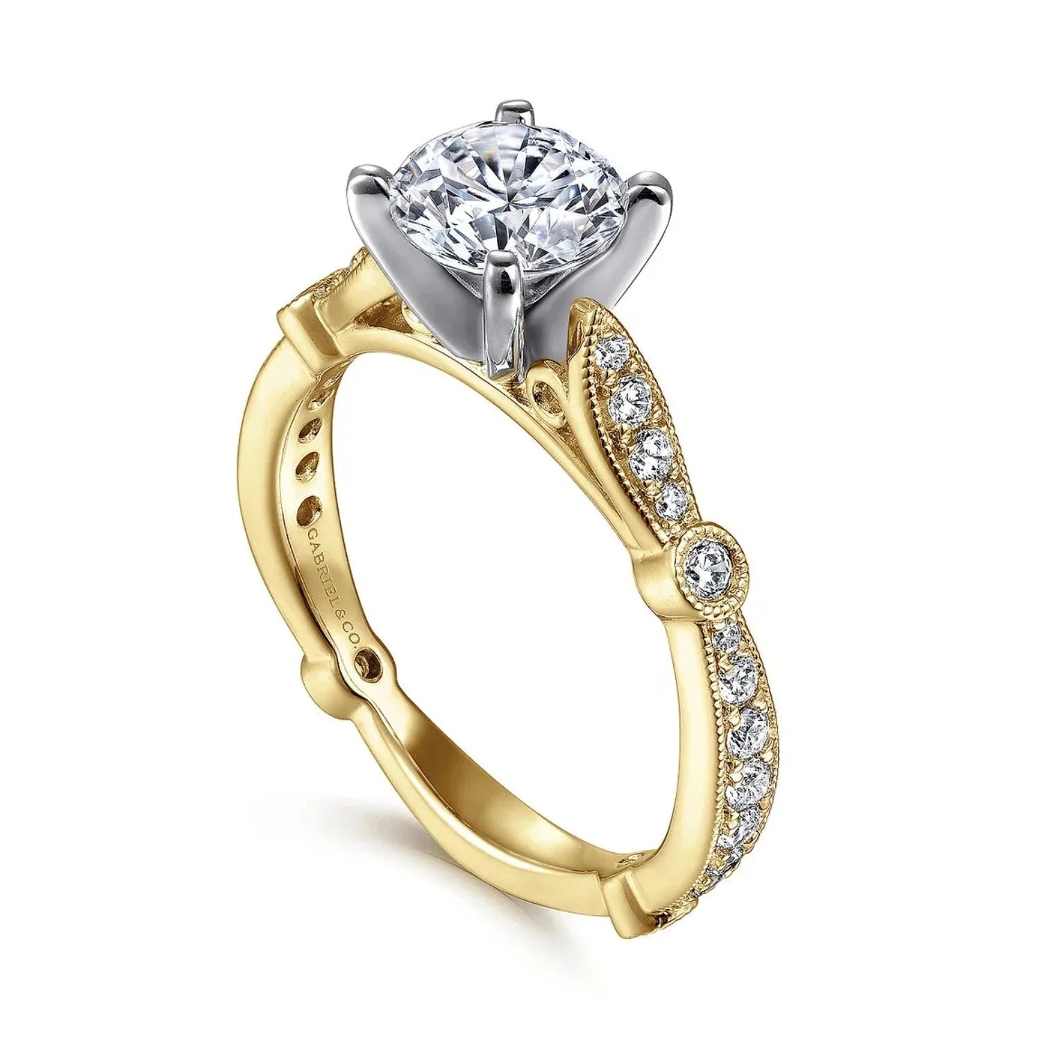 Gabriel & Co. "Mabel" Vintage Style Diamond Engagement Ring