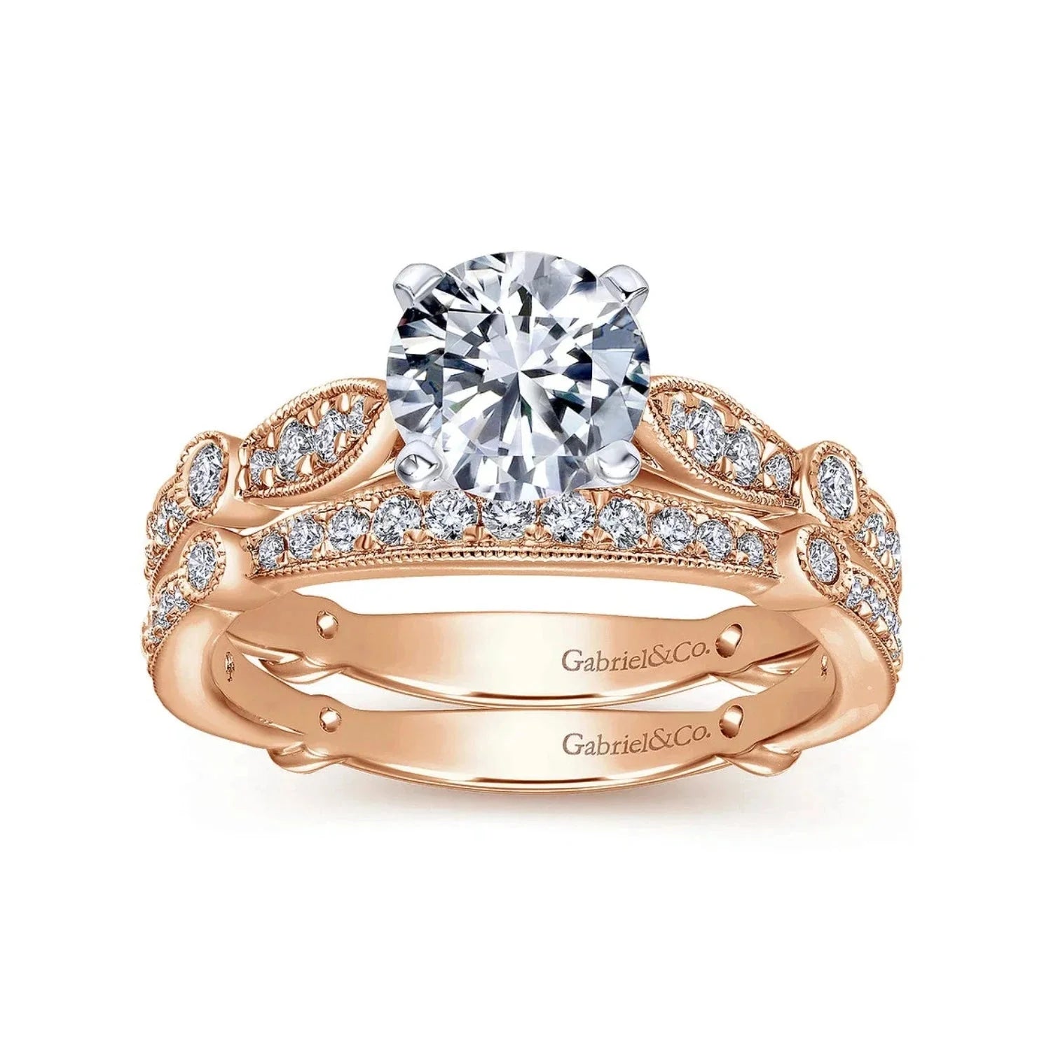 Gabriel & Co. "Mabel" Vintage Style Diamond Engagement Ring