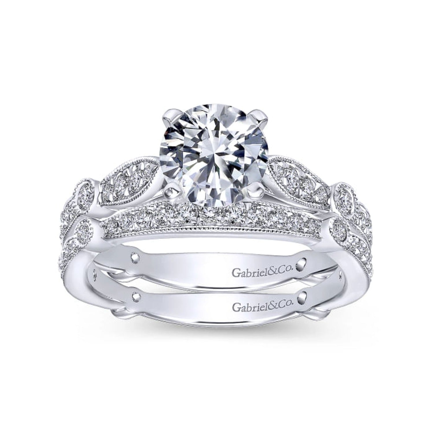 Gabriel & Co. "Mabel" Vintage Style Diamond Engagement Ring