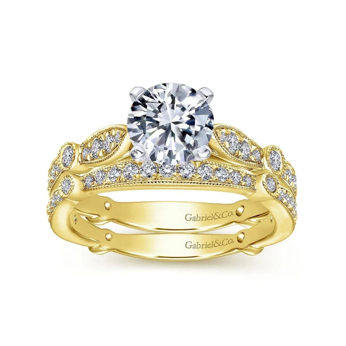 Gabriel & Co. "Mabel" Vintage Style Diamond Engagement Ring