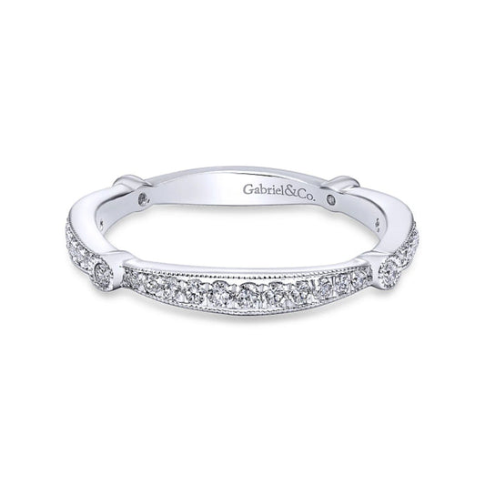 Gabriel & Co. "Mabel" Vintage Style Diamond Wedding Band