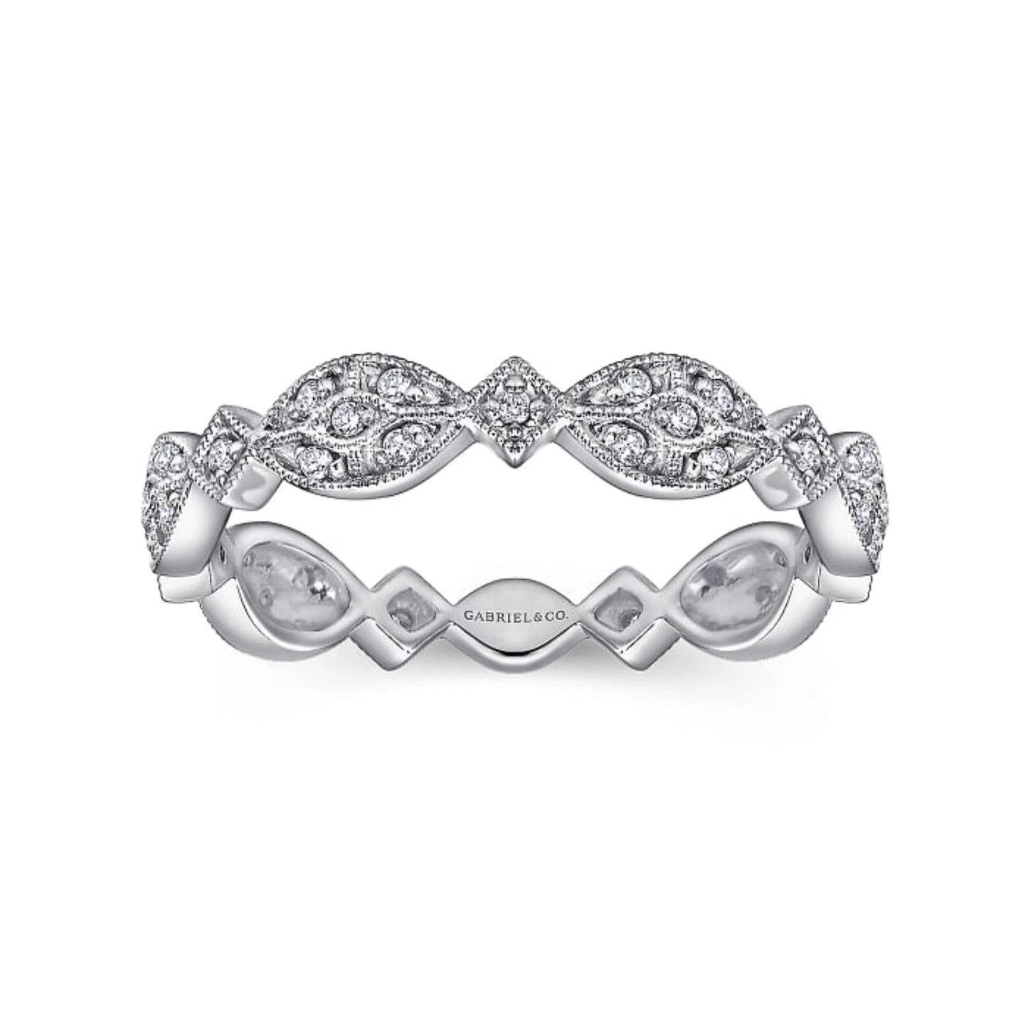 Gabriel & Co. Marquise Station Cluster Diamond Stackable Ring