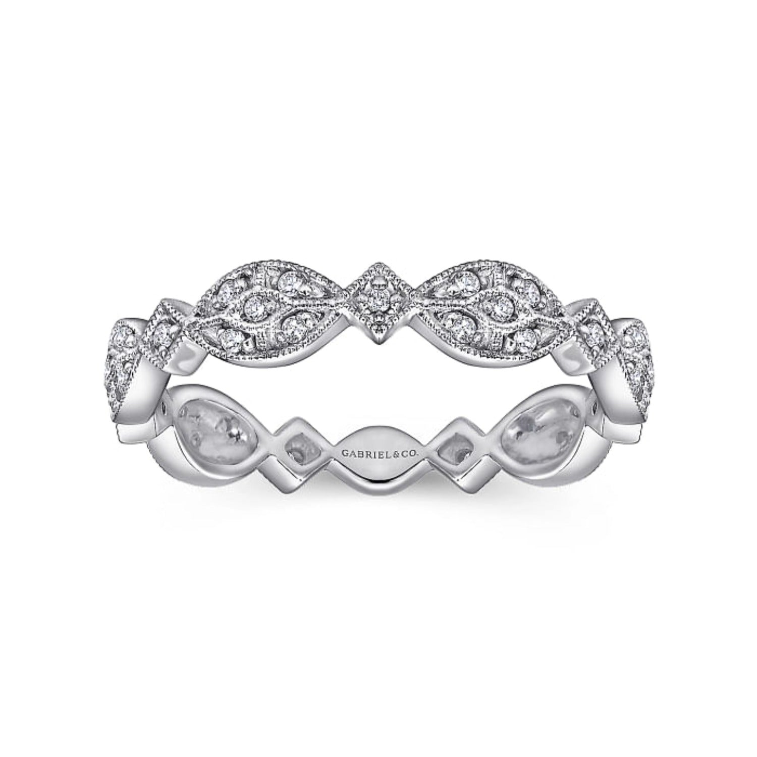 Gabriel & Co. Marquise Station Cluster Diamond Stackable Ring