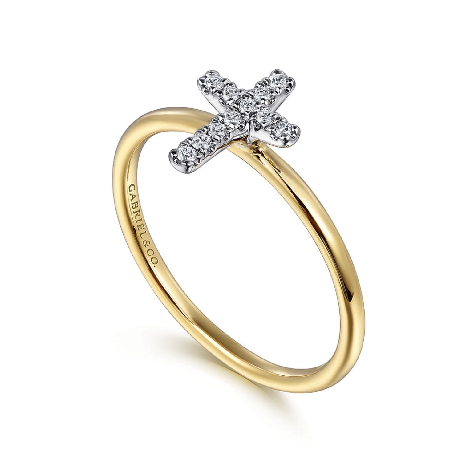 Gabriel & Co. Mini Cross Diamond Ring - LR52492 | Ben Garelick