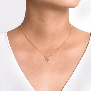 Gabriel & Co. Round Pave Diamond Cluster Pendant Necklace with Bezel Frame