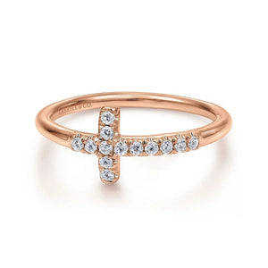 Gabriel & Co. Sideways Diamond Cross Ring