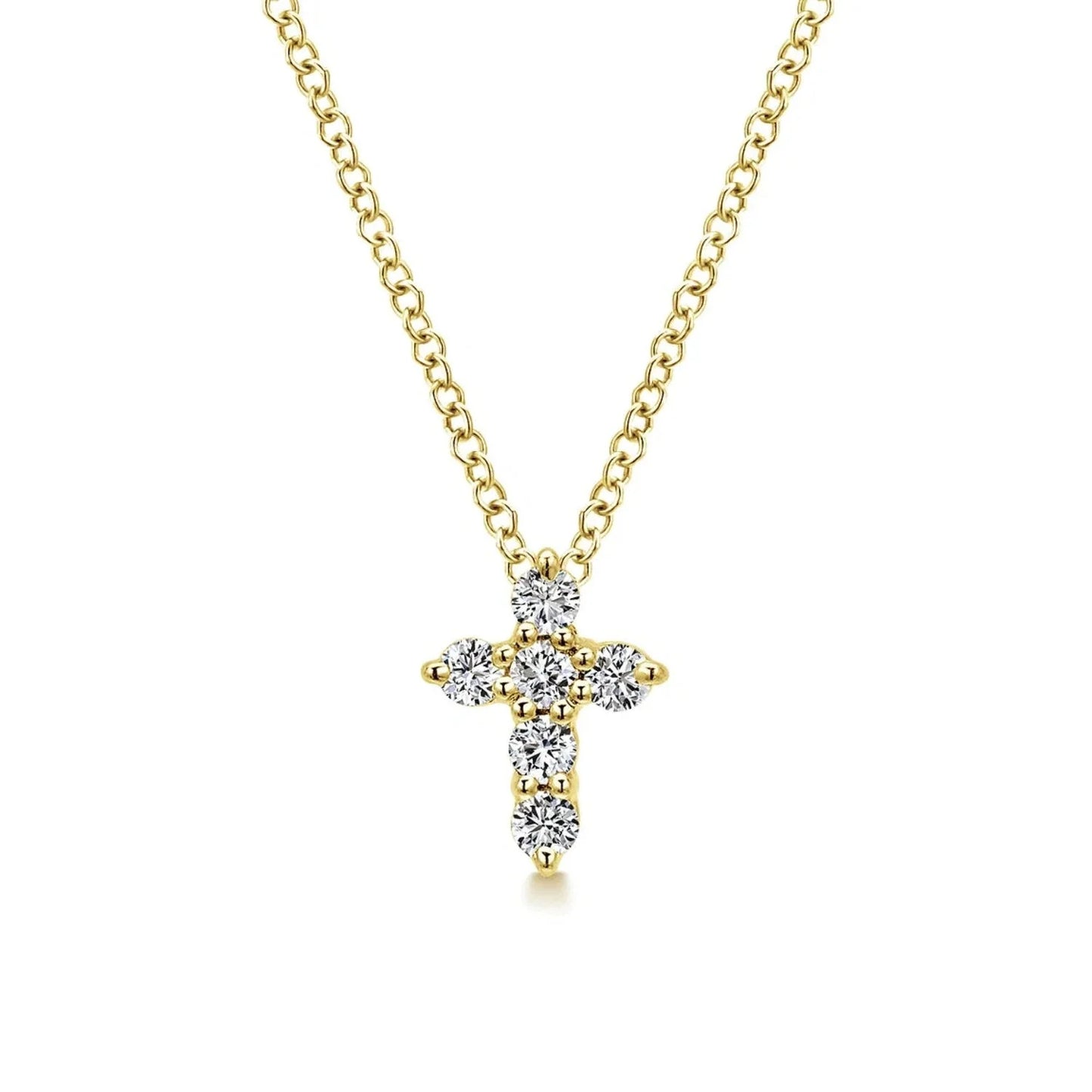 Gabriel & Co. Small Prong Set Diamond Cross Pendant