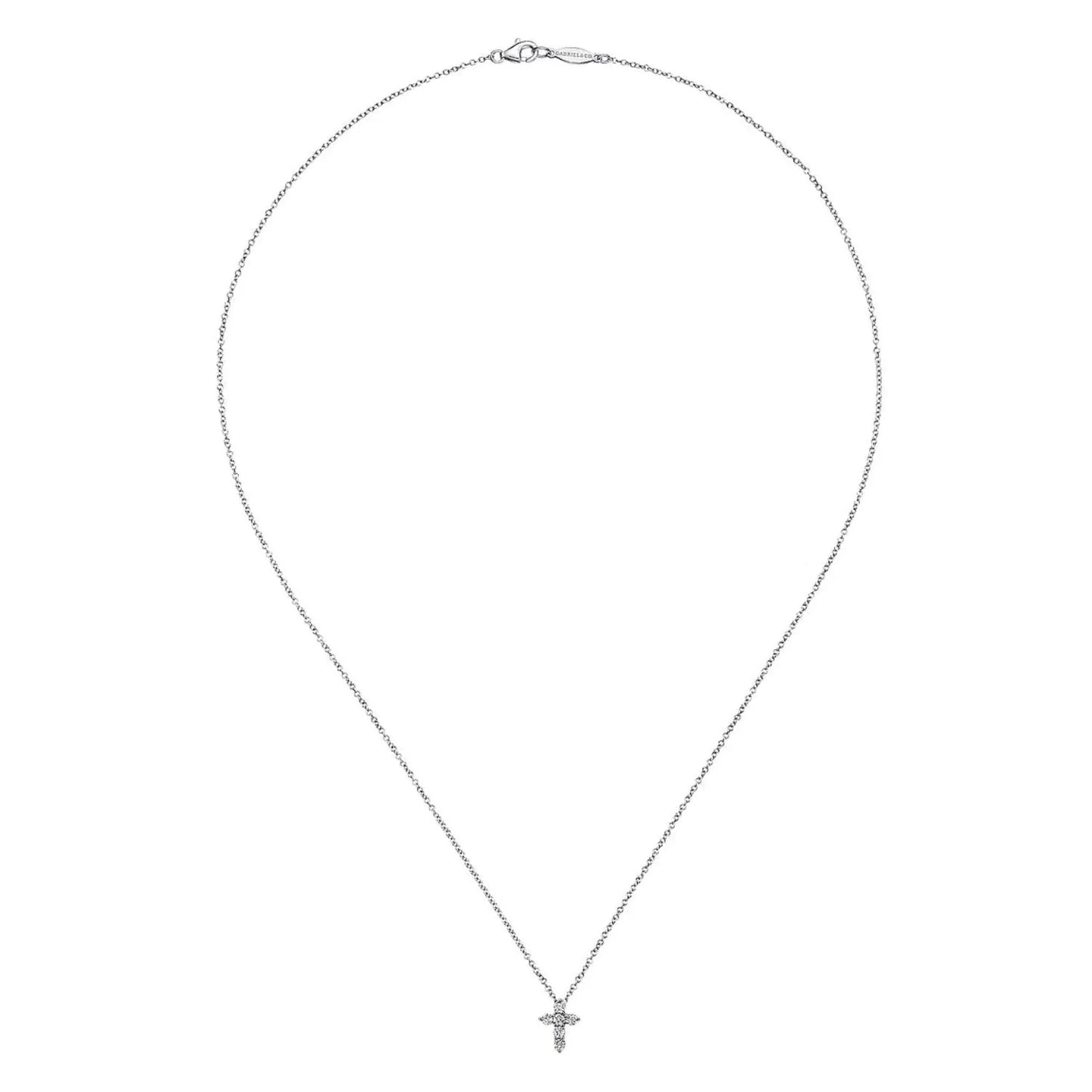 Gabriel & Co. Small Prong Set Diamond Cross Pendant