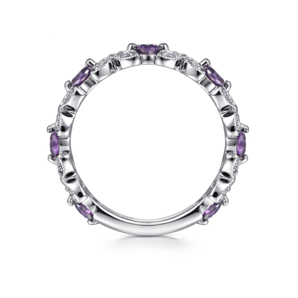 Gabriel Stackable Rings Gabriel & Co. Stackable Amethyst and Diamond Anniversary Ring - LR4847 ...