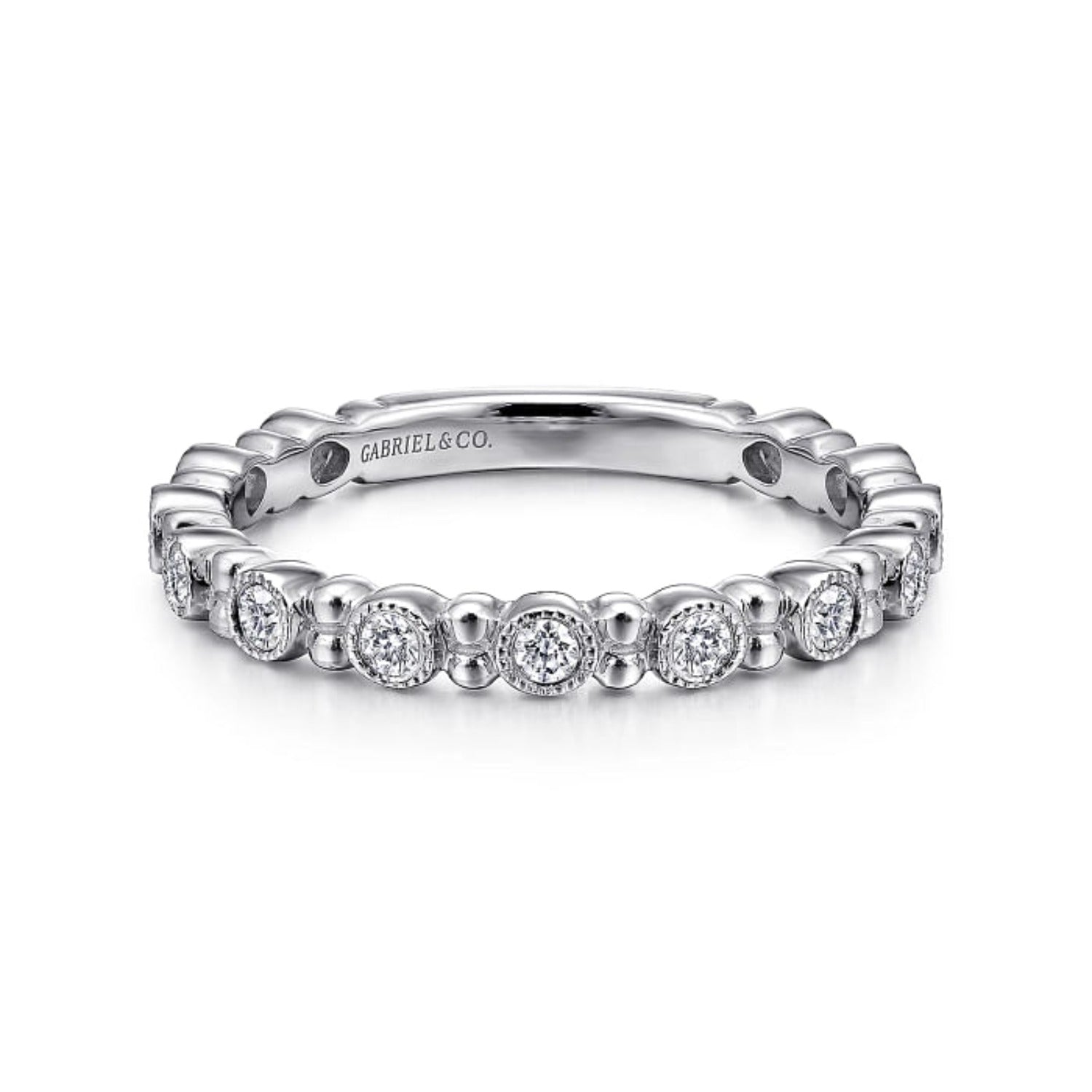 Gabriel & Co. Stackable Diamond Ring with Bead Spacers