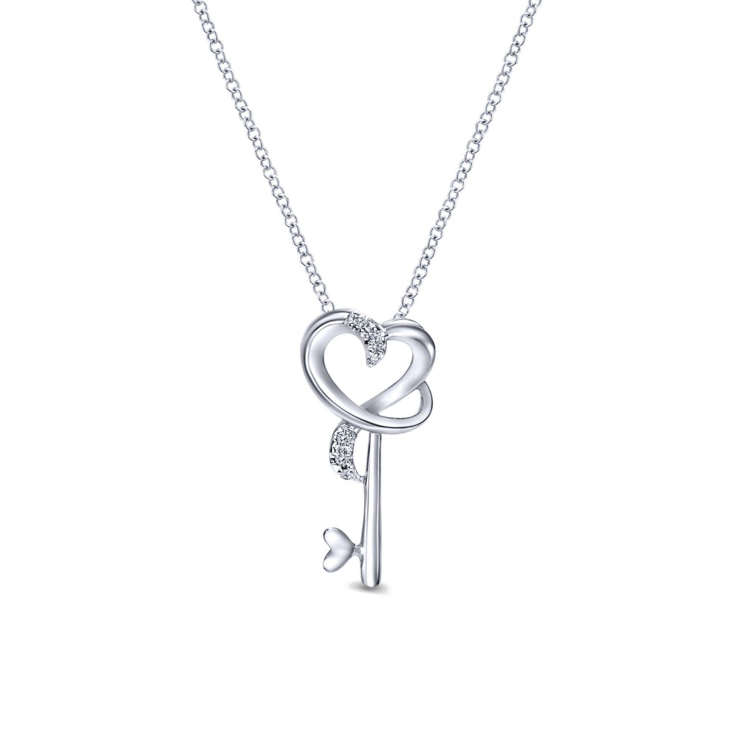 Gabriel & Co Sterling Silver "Key to Her Heart" Diamond Pendant
