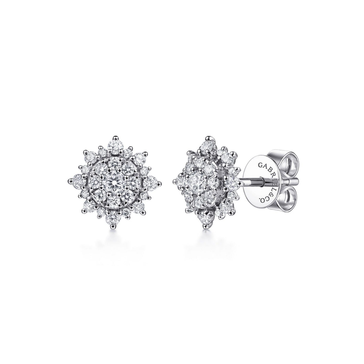 Gabriel & Co. Sunburst Diamond Stud Earrings