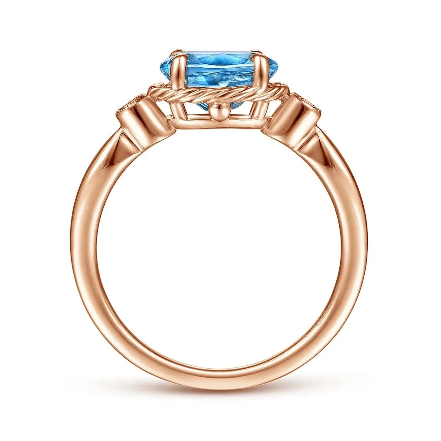 Gabriel & Co. Swiss Blue Oval Topaz Diamond Ring