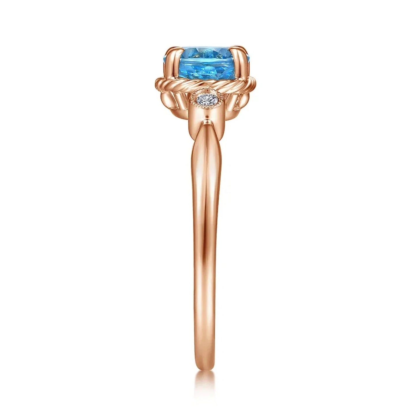 Gabriel & Co. Swiss Blue Oval Topaz Diamond Ring