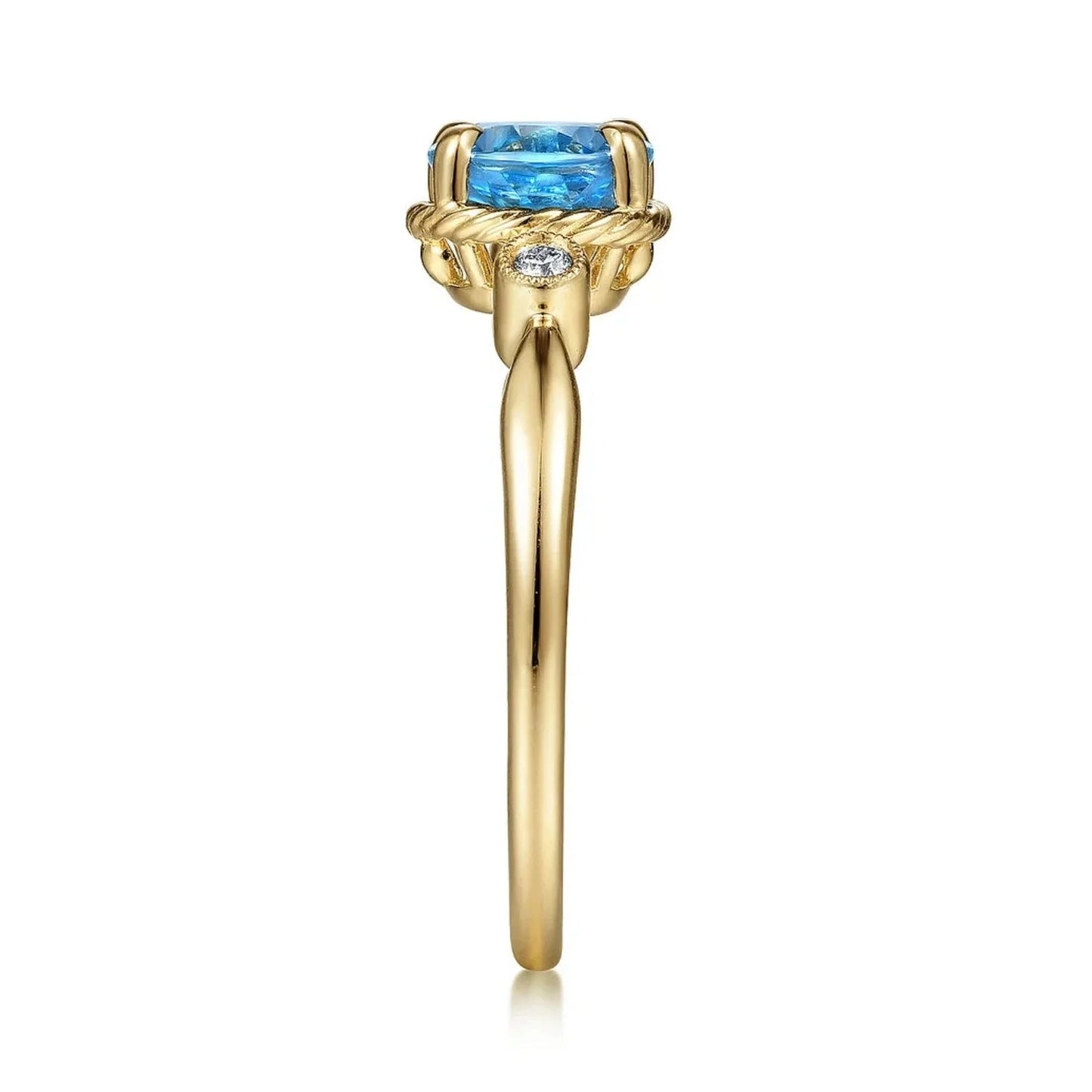 Gabriel & Co. Swiss Blue Oval Topaz Diamond Ring
