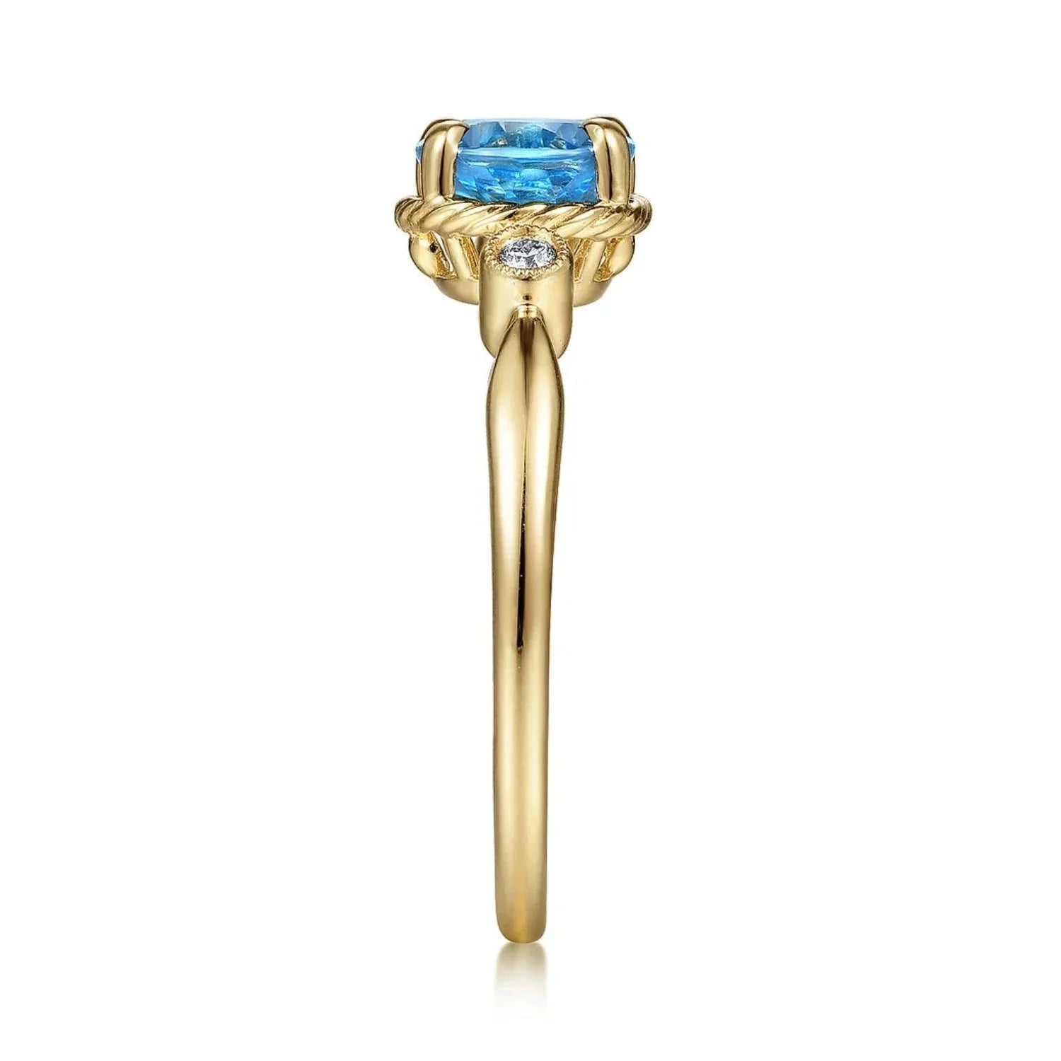 Gabriel & Co. Swiss Blue Oval Topaz Diamond Ring