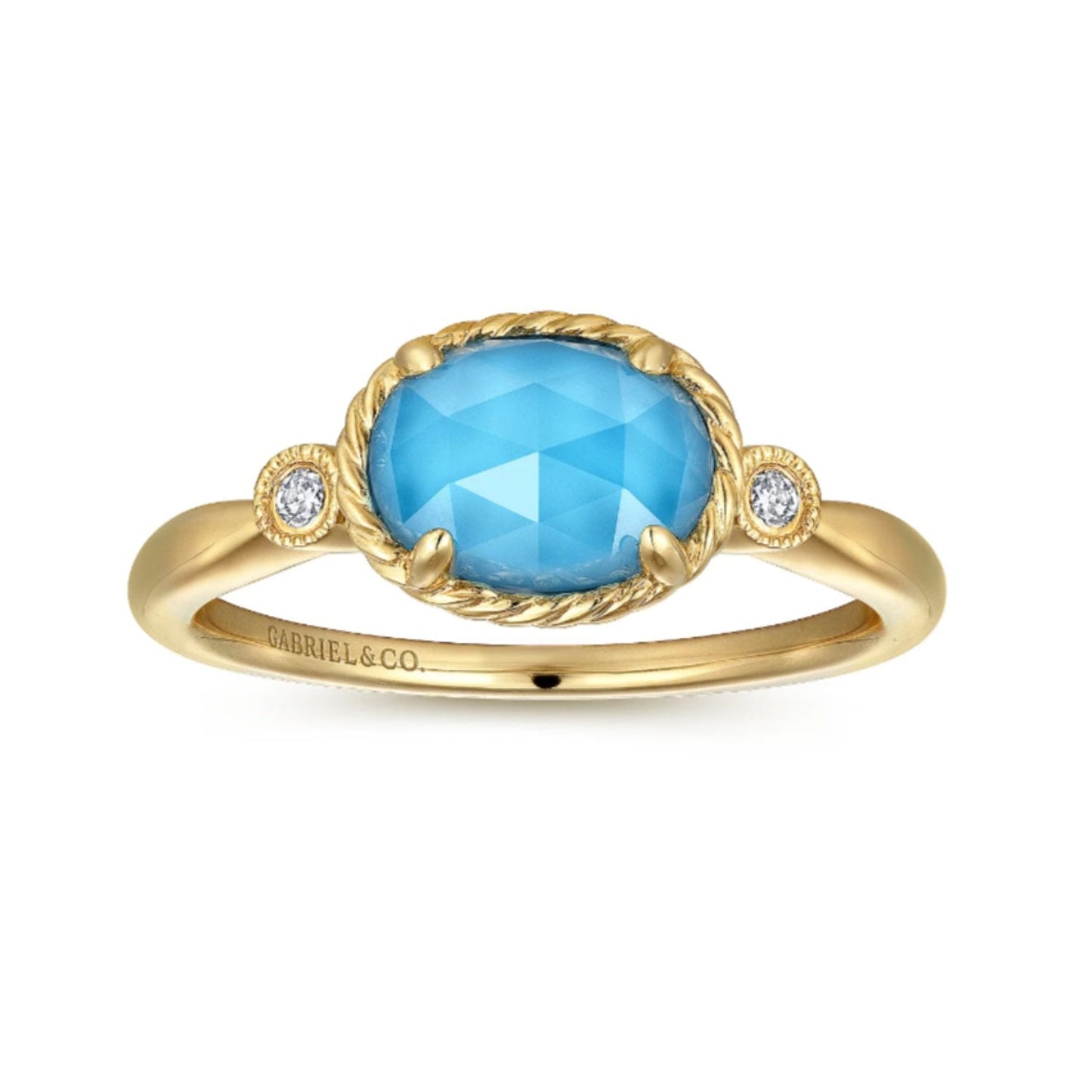 Gabriel & Co. Turquoise and Rock Crystal Diamond Ring