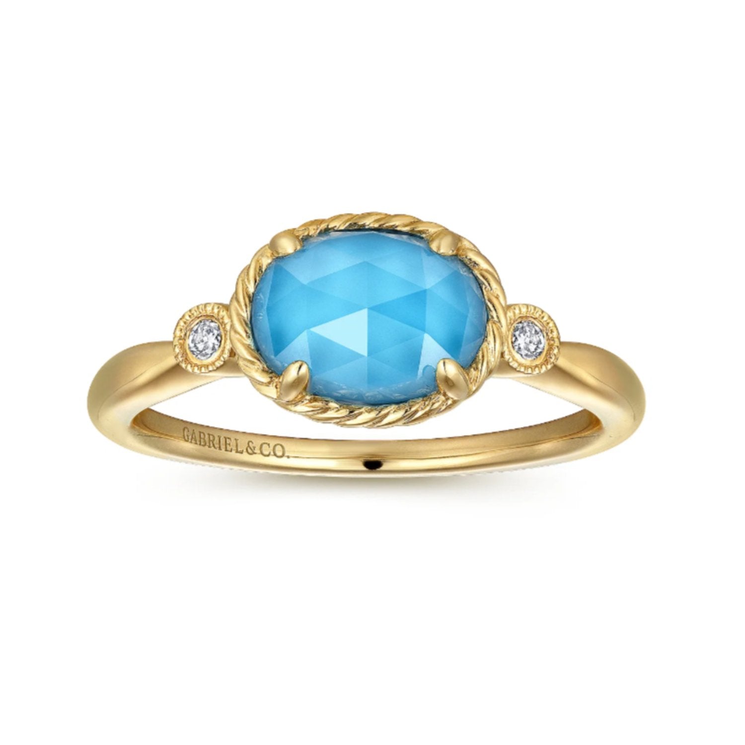 Gabriel & Co. Turquoise and Rock Crystal Diamond Ring
