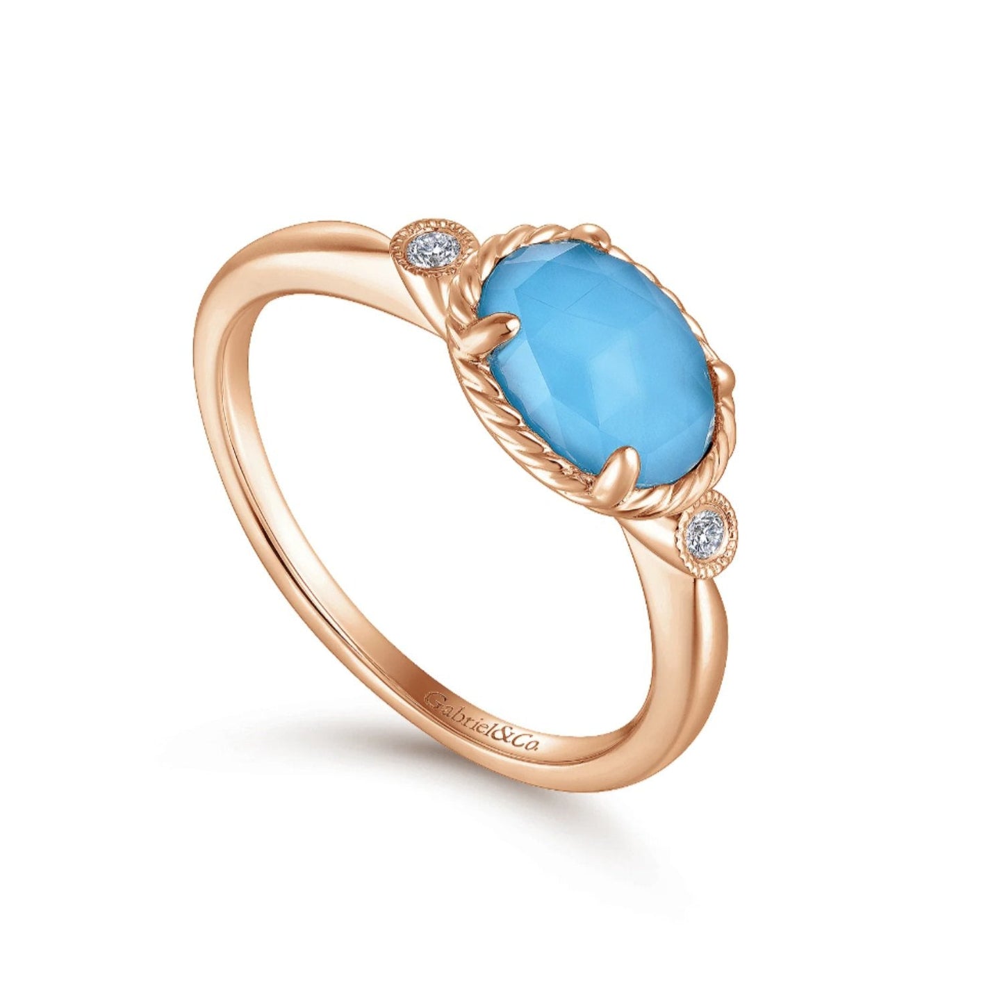 Gabriel & Co. Turquoise and Rock Crystal Diamond Ring