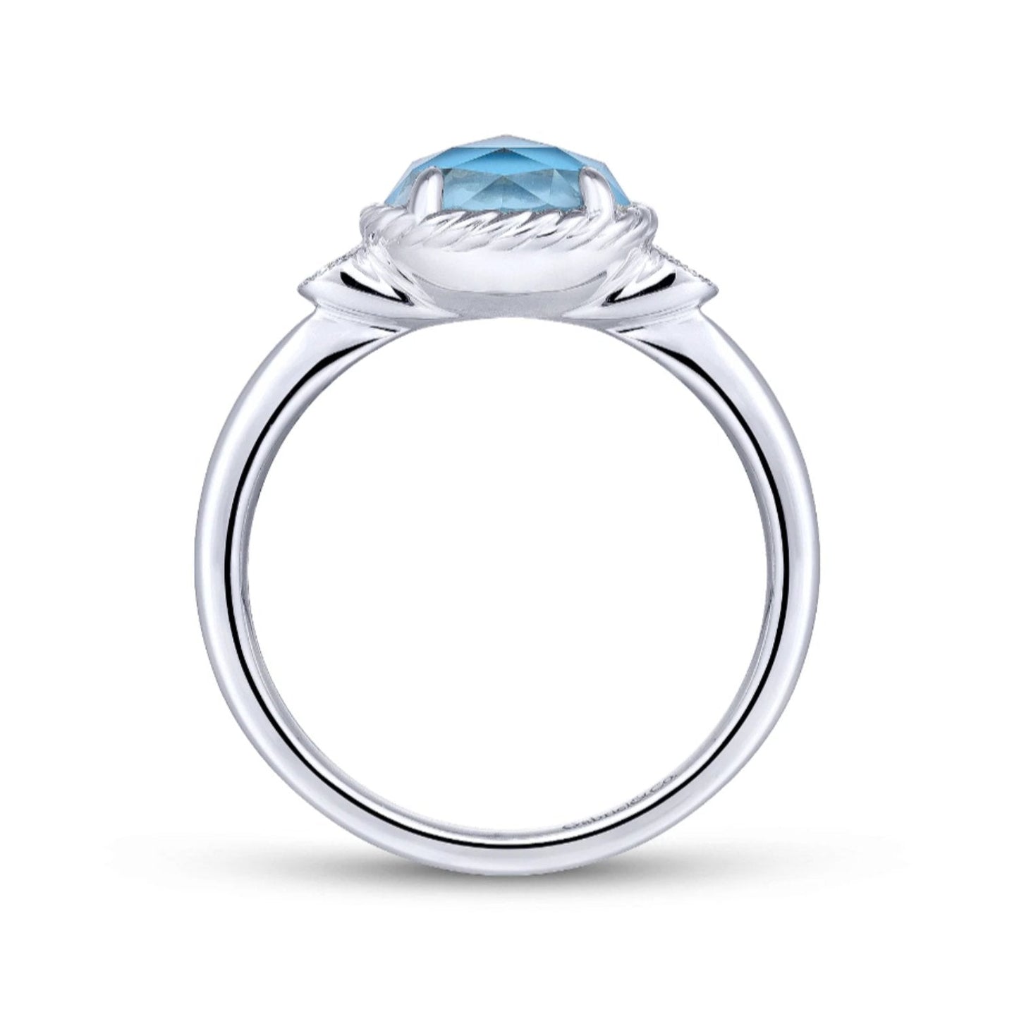 Gabriel & Co. Turquoise and Rock Crystal Diamond Ring