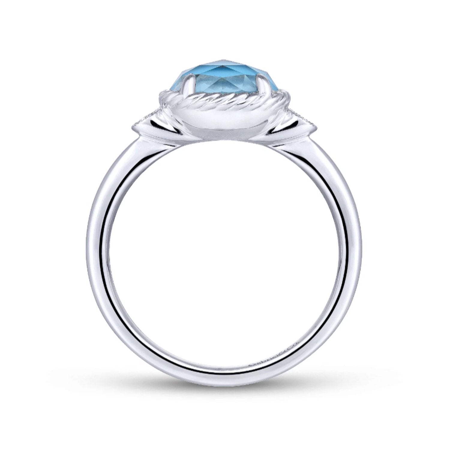 Gabriel & Co. Turquoise and Rock Crystal Diamond Ring