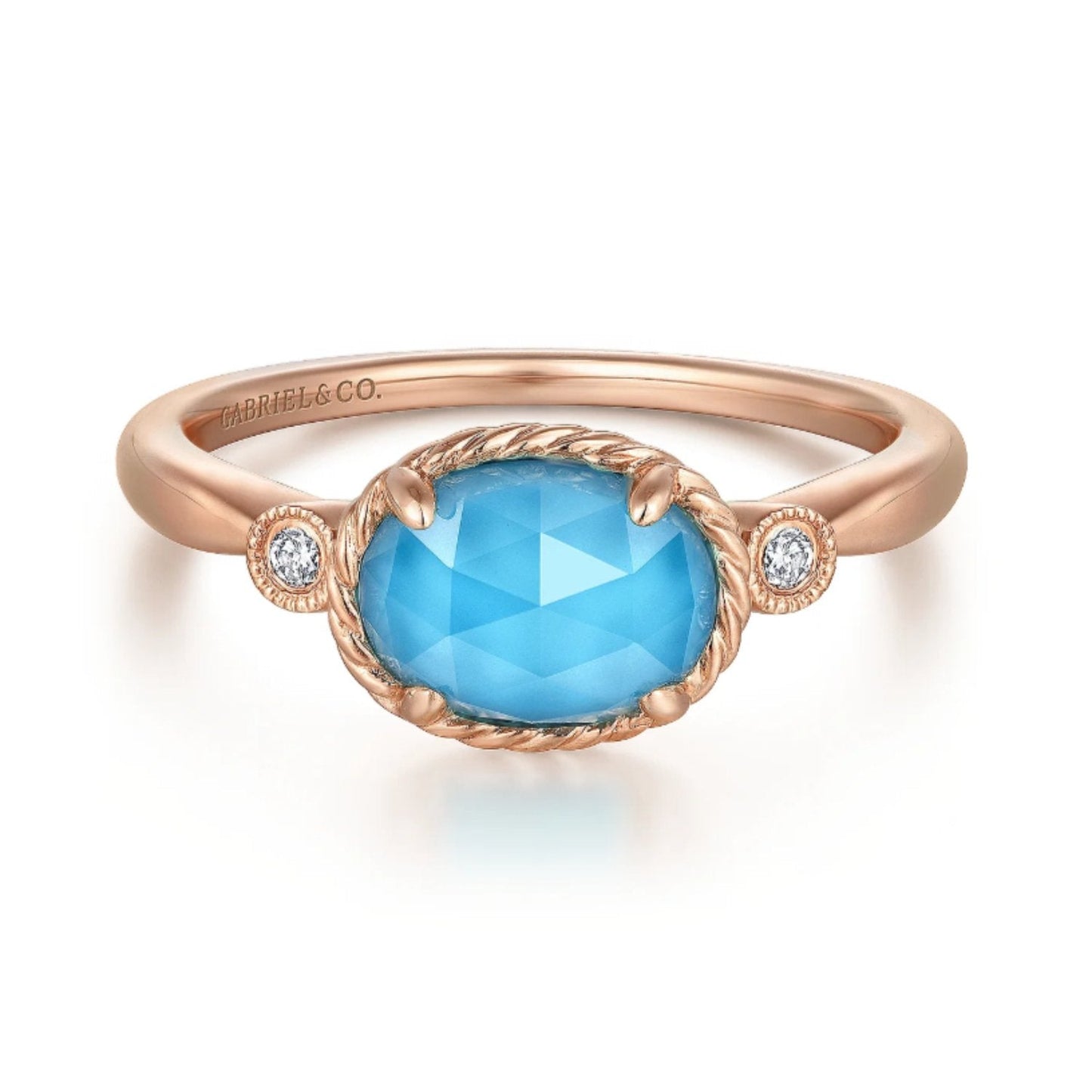 Gabriel & Co. Turquoise and Rock Crystal Diamond Ring