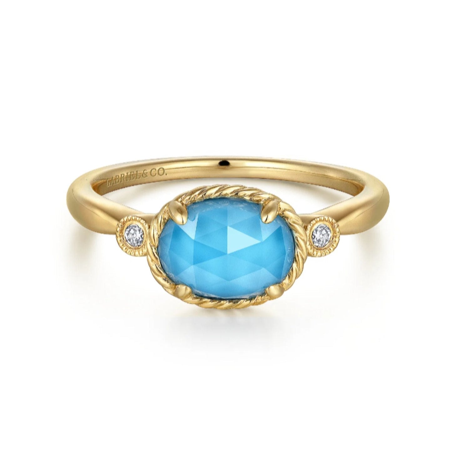 Gabriel & Co. Turquoise and Rock Crystal Diamond Ring
