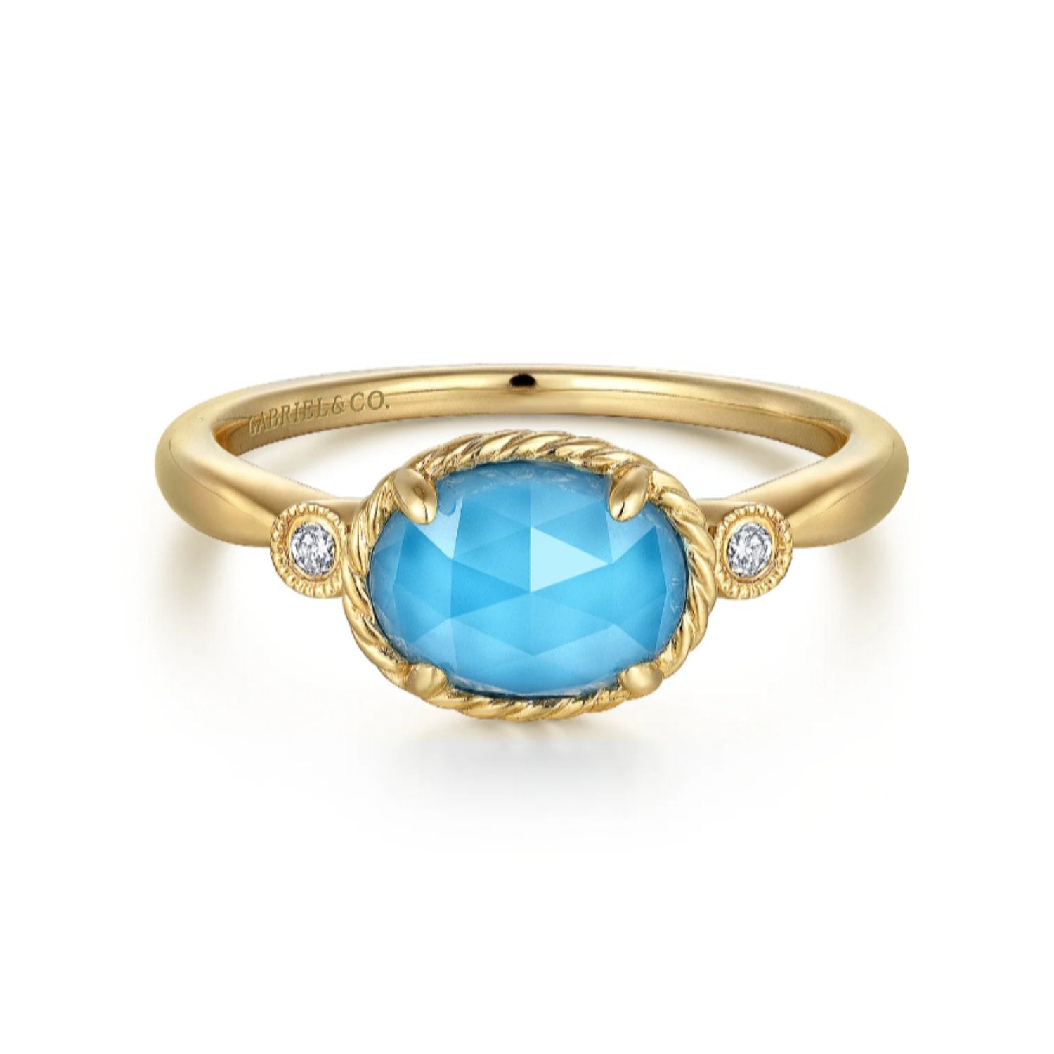 Gabriel & Co. Turquoise and Rock Crystal Diamond Ring