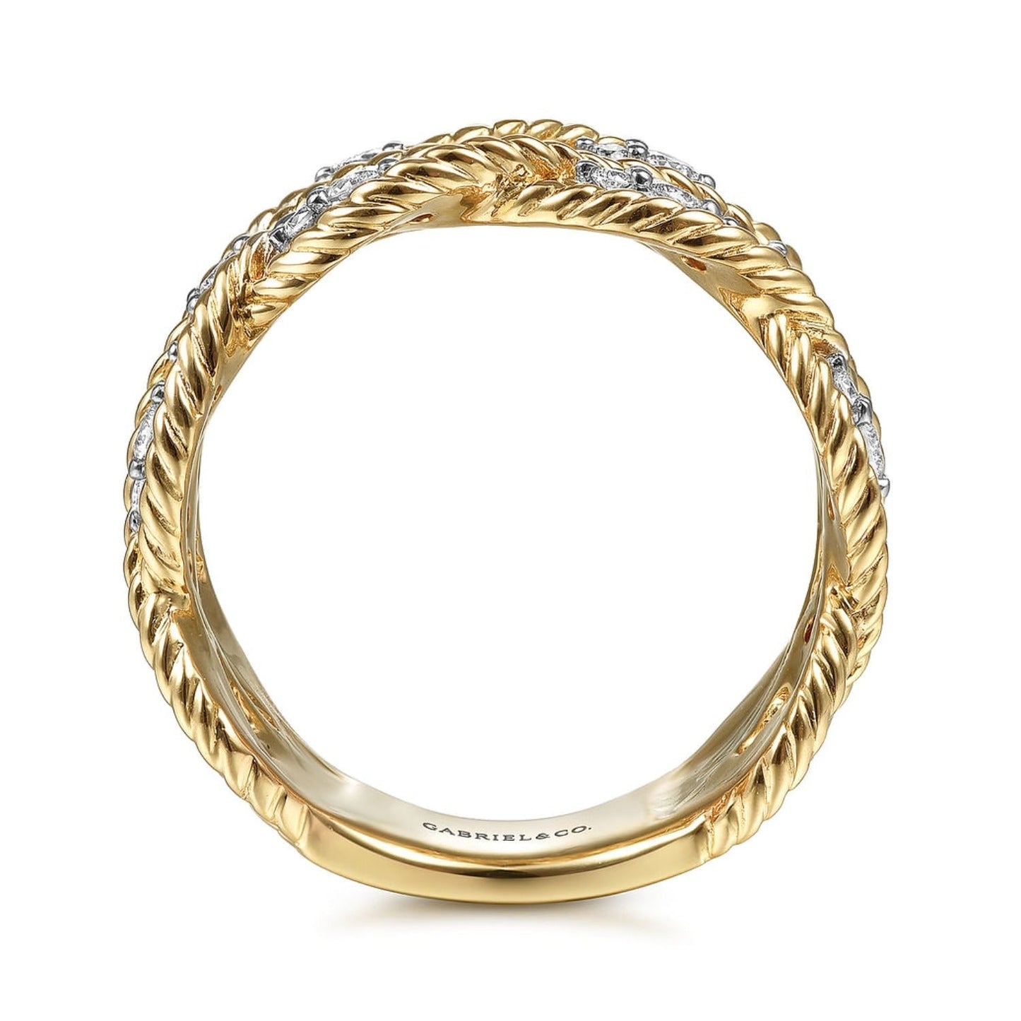 Gabriel & Co. Twisted Braided Wide Diamond Band Ring