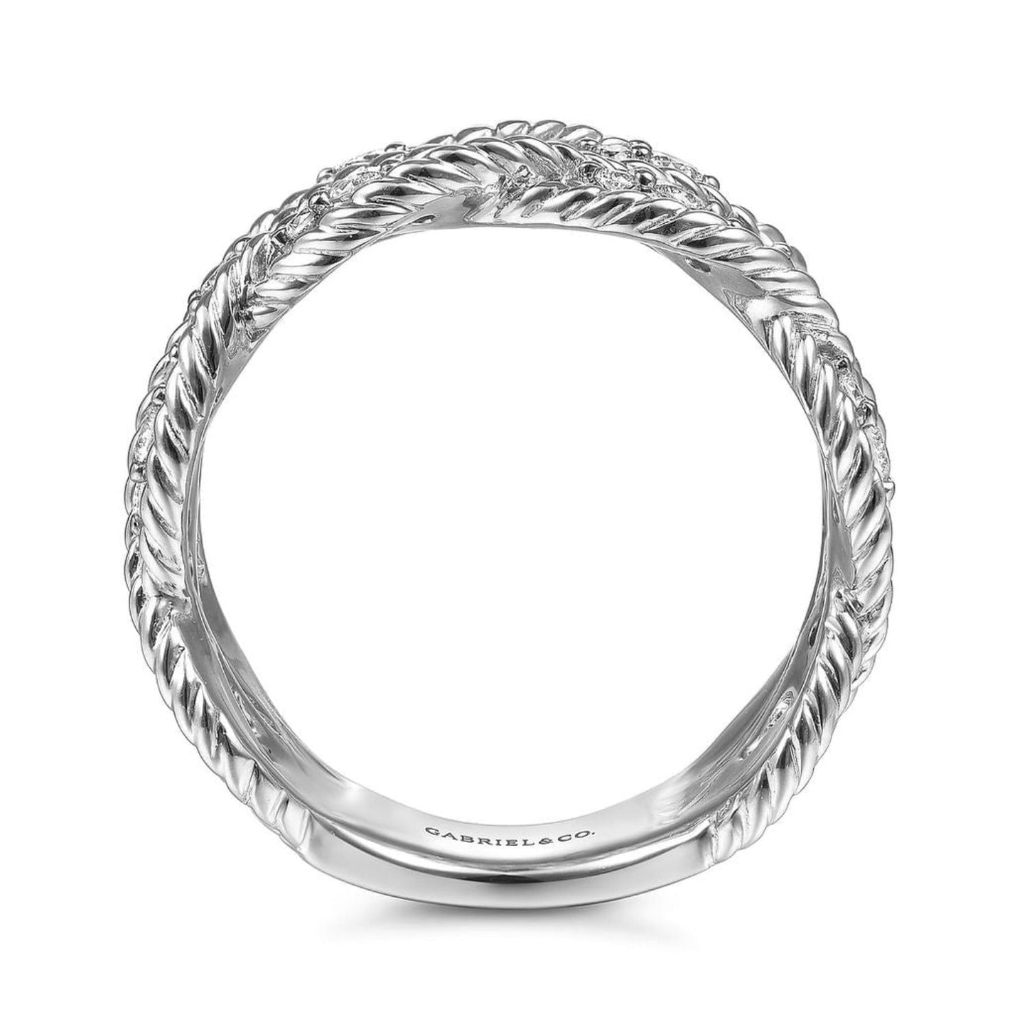 Gabriel & Co. Twisted Braided Wide Diamond Band Ring