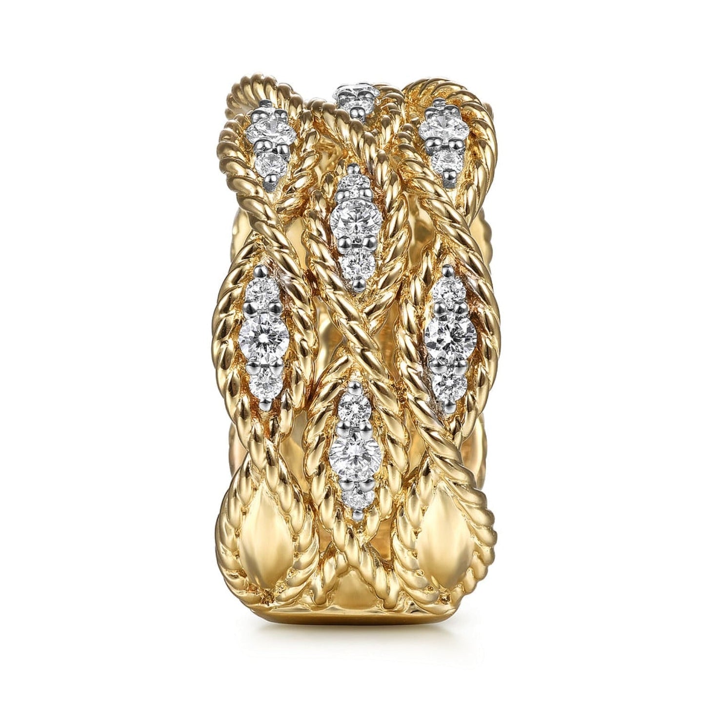 Gabriel & Co. Twisted Braided Wide Diamond Band Ring
