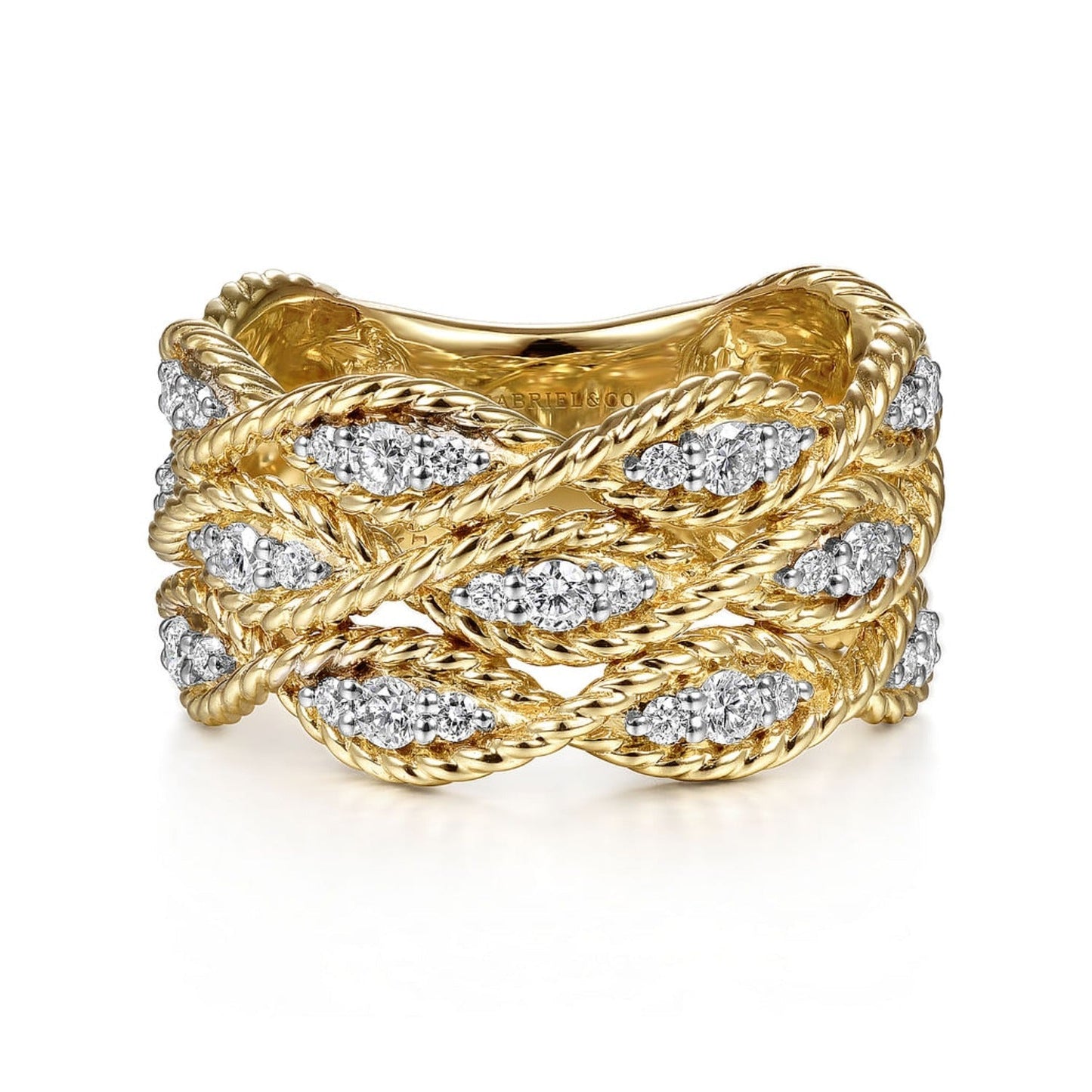 Gabriel & Co. Twisted Braided Wide Diamond Band Ring