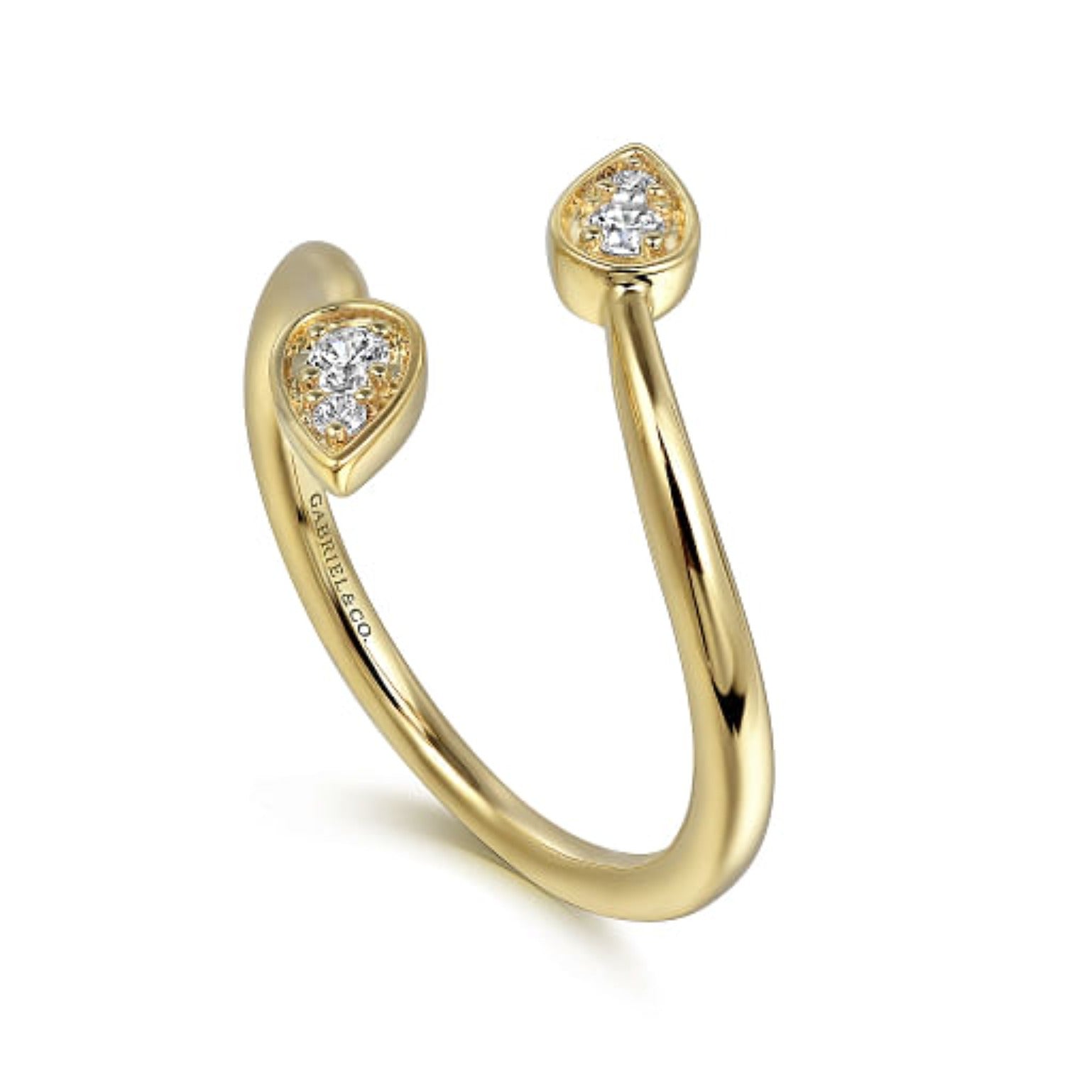 Gabriel Diamond Leaf Shaped Bypass Ring