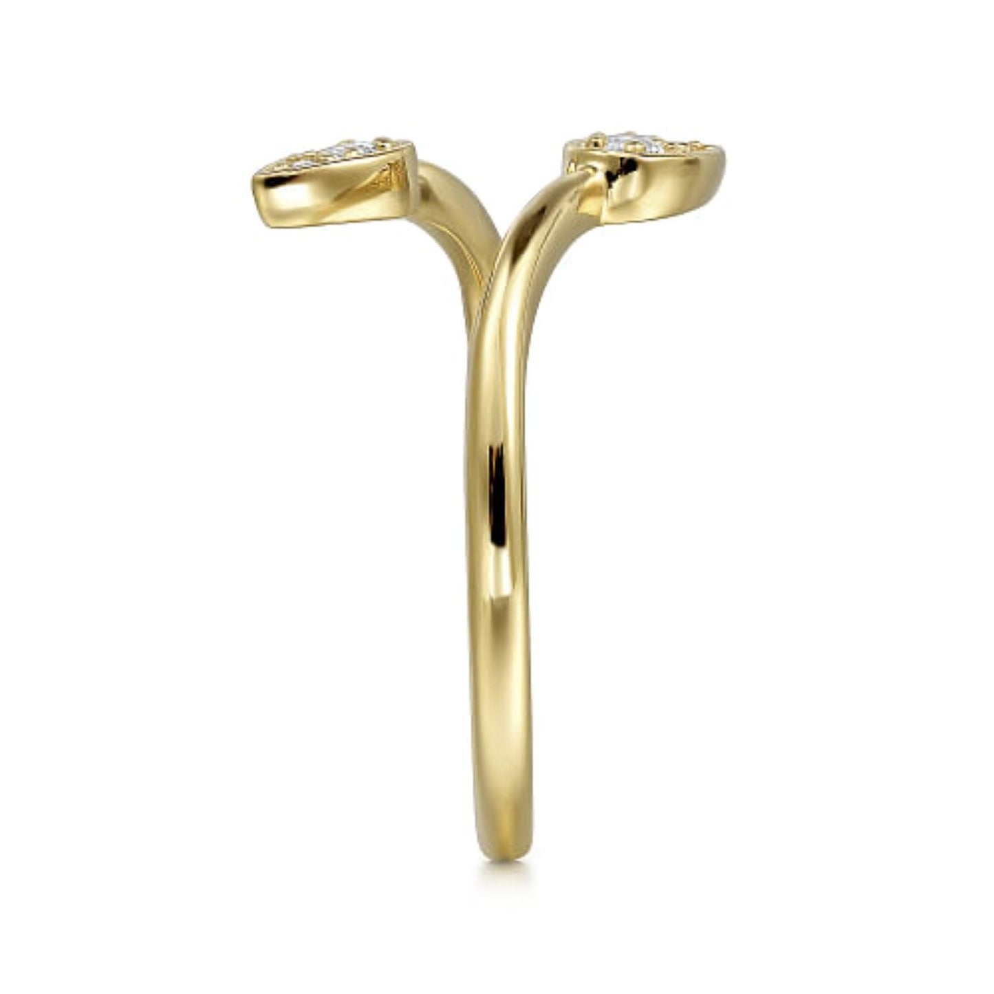 Gabriel Diamond Leaf Shaped Bypass Ring