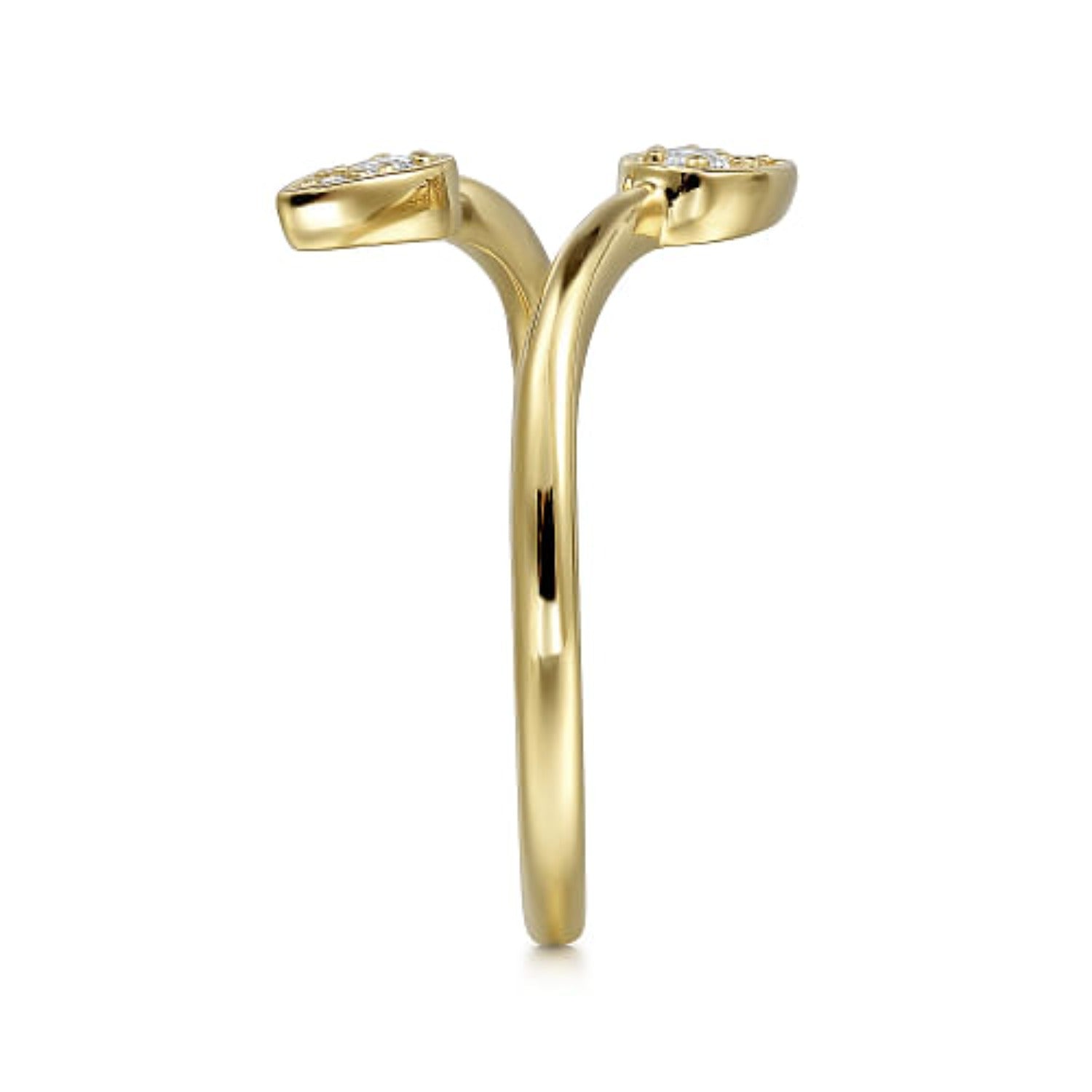 Gabriel Diamond Leaf Shaped Bypass Ring