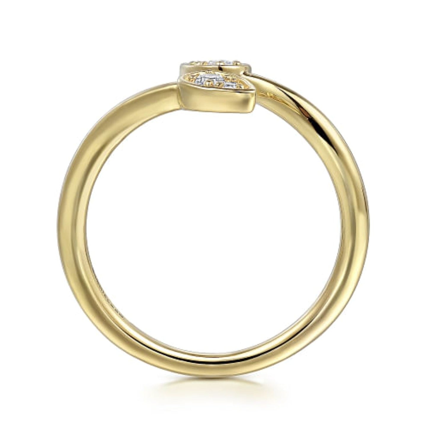 Gabriel Diamond Leaf Shaped Bypass Ring