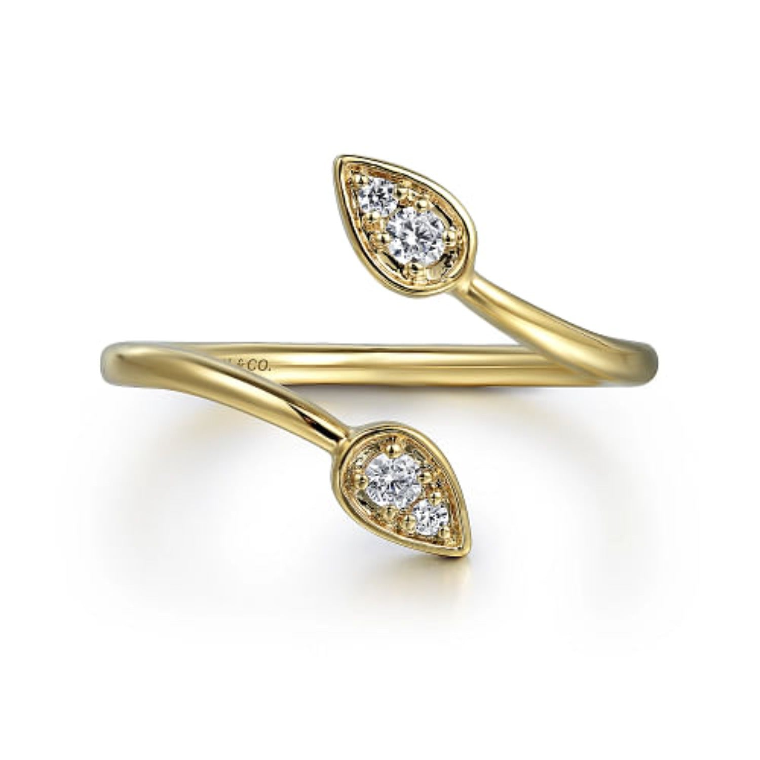 Gabriel Diamond Leaf Shaped Bypass Ring