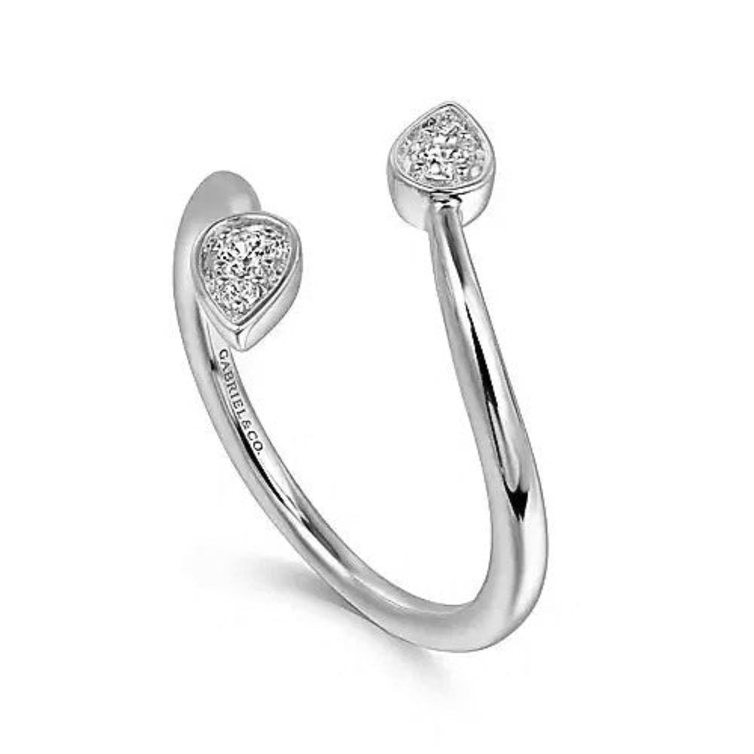 Gabriel Diamond Leaf Shaped Bypass Ring