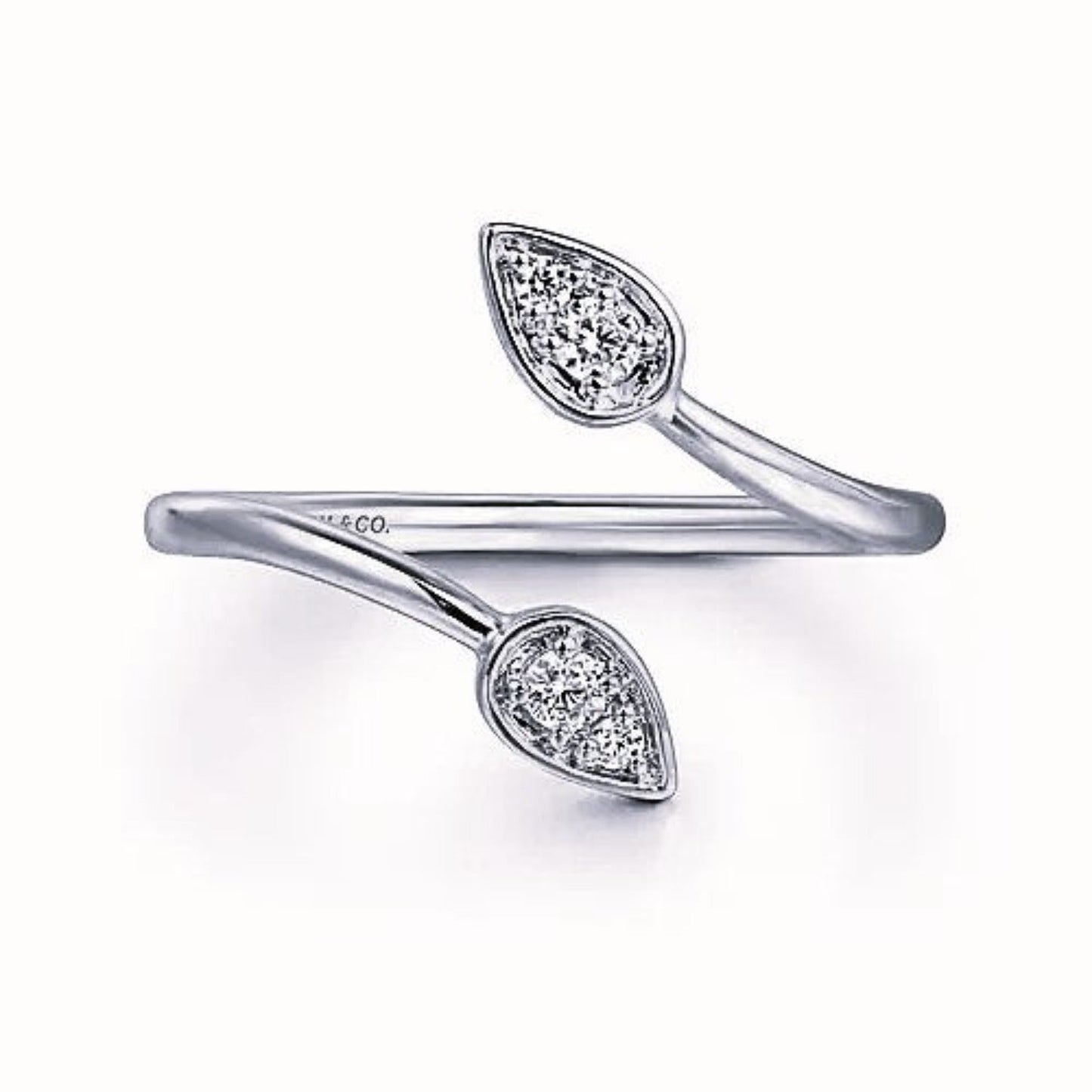 Gabriel Diamond Leaf Shaped Bypass Ring