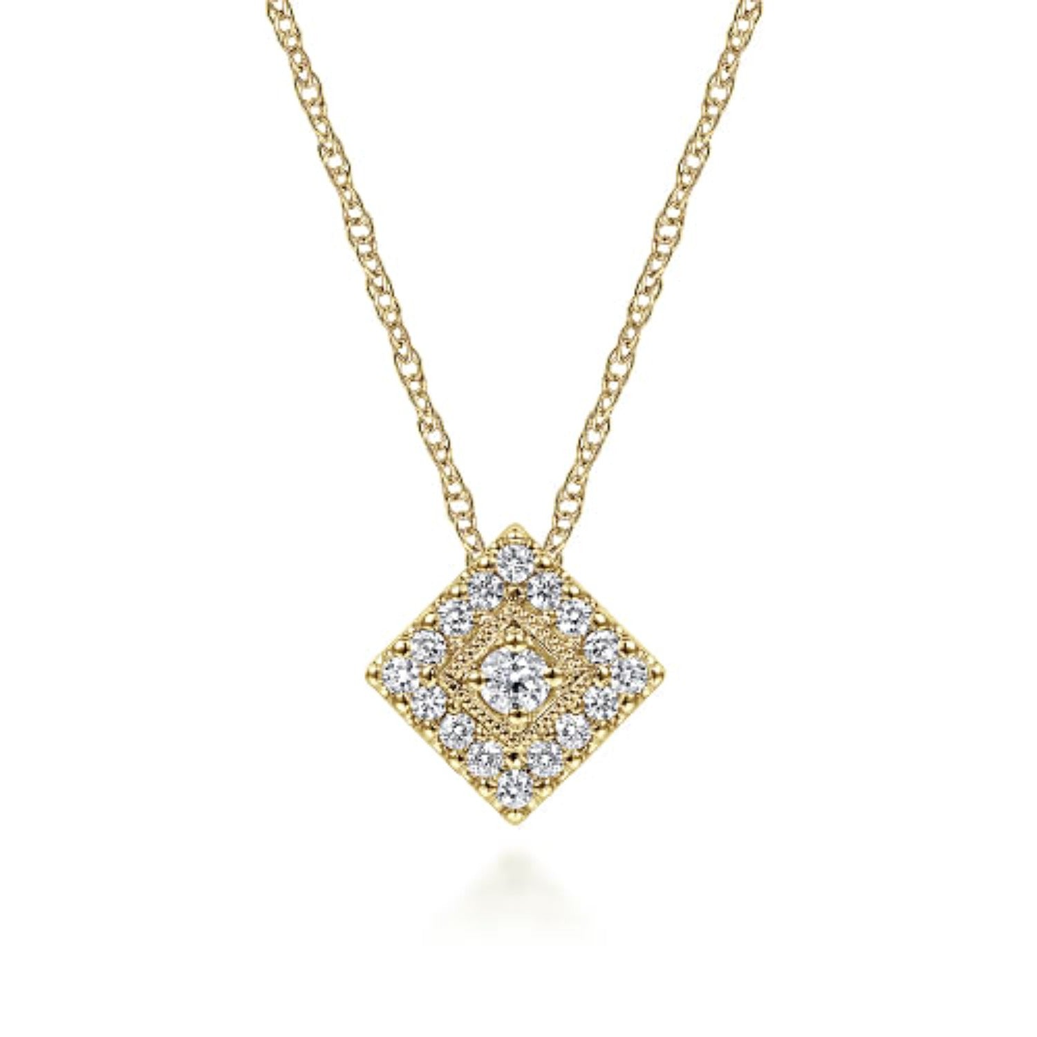 Gabriel Diamond Square Pendant Necklace